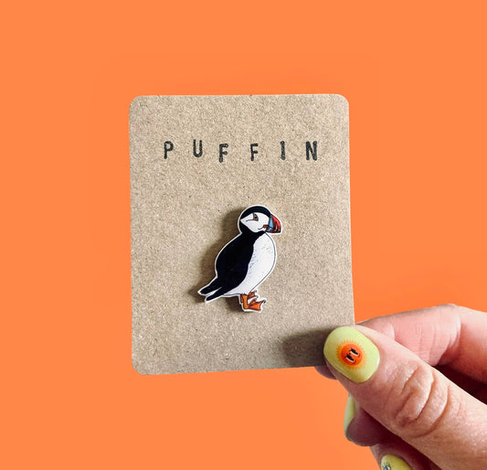RatBeanCat - Little Puffin bird pin badge 