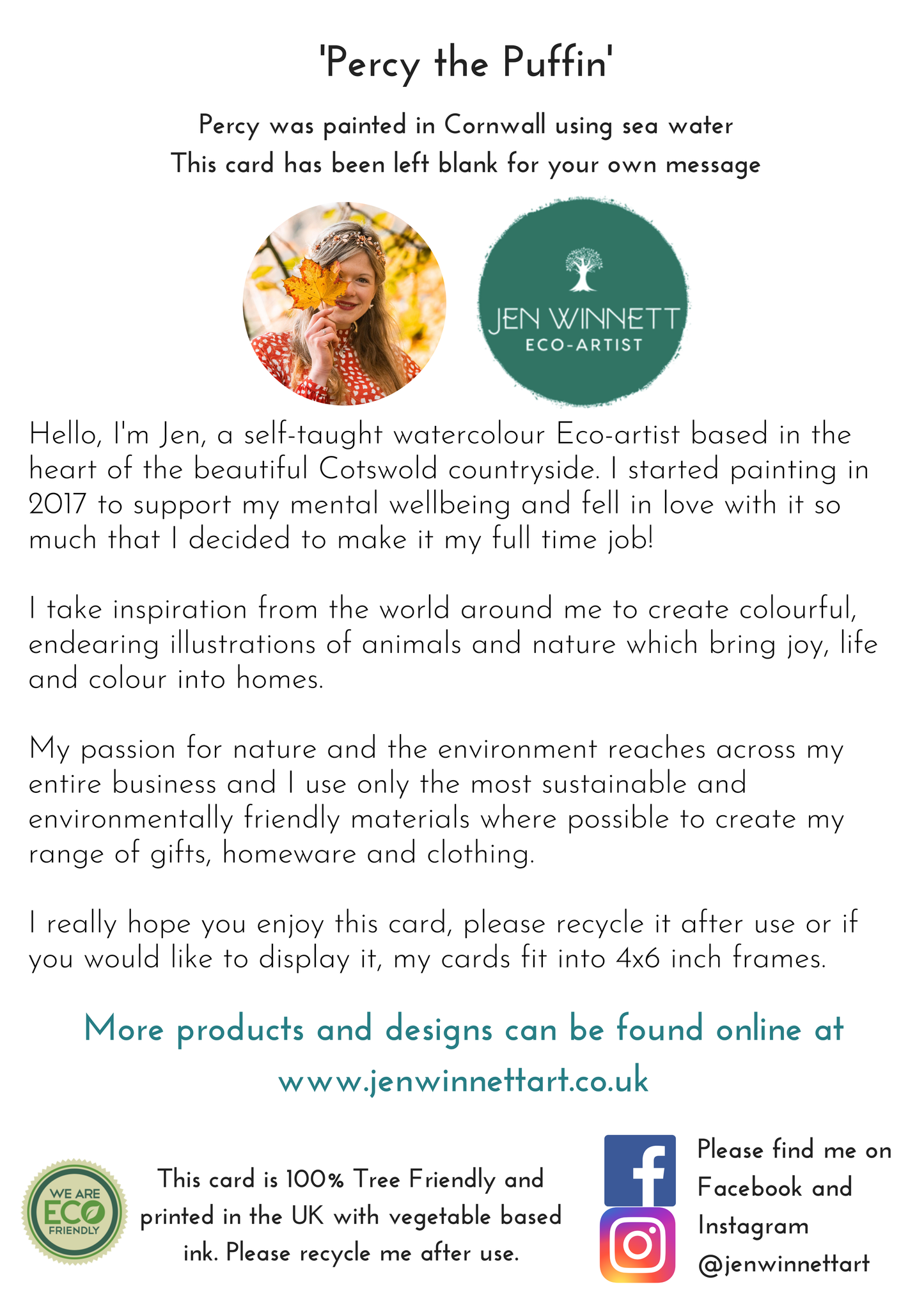 Jen Winnett Eco Artist - Percy the Puffin