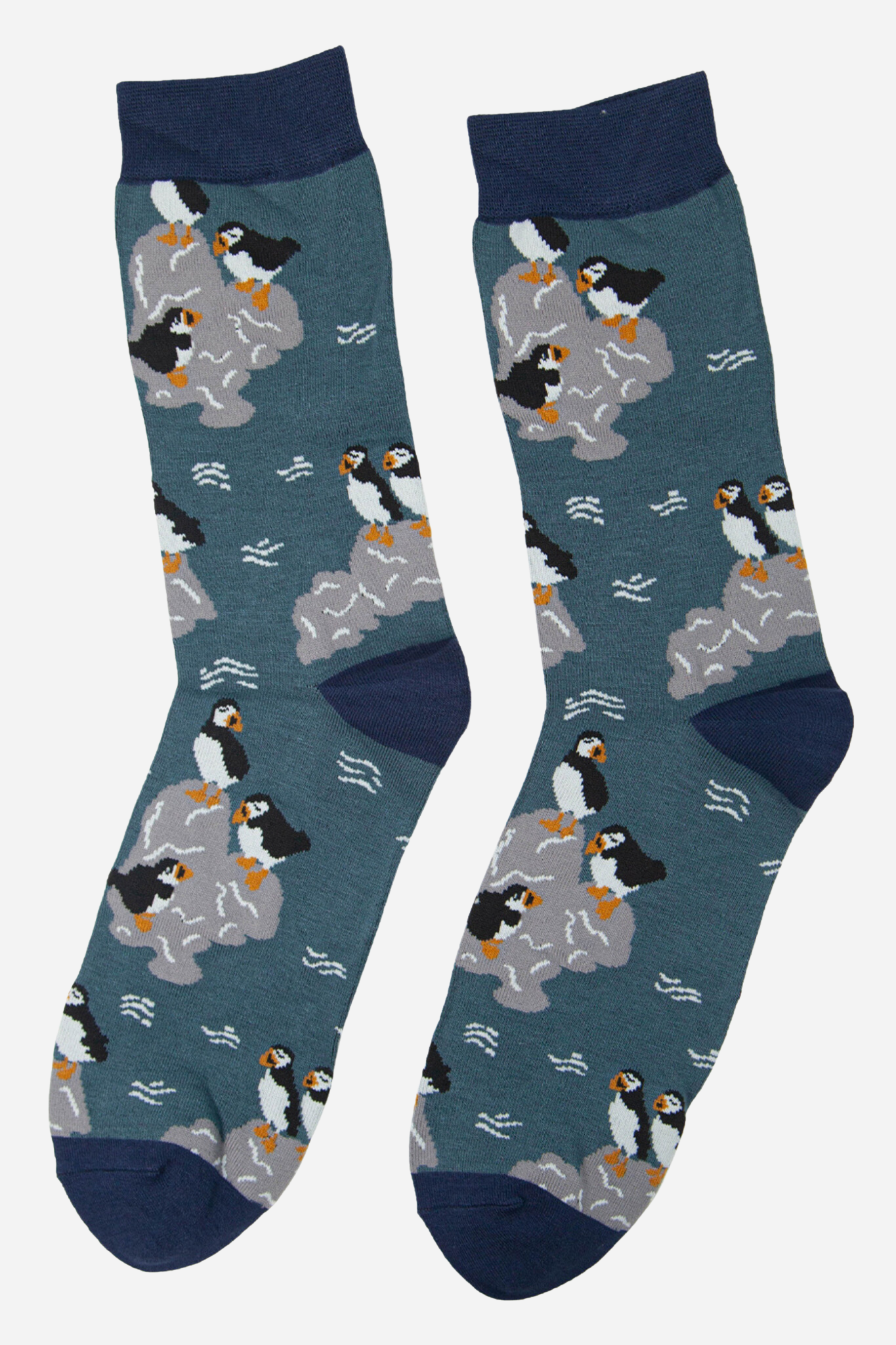 Men's Bamboo Socks - Teal, Puffins
