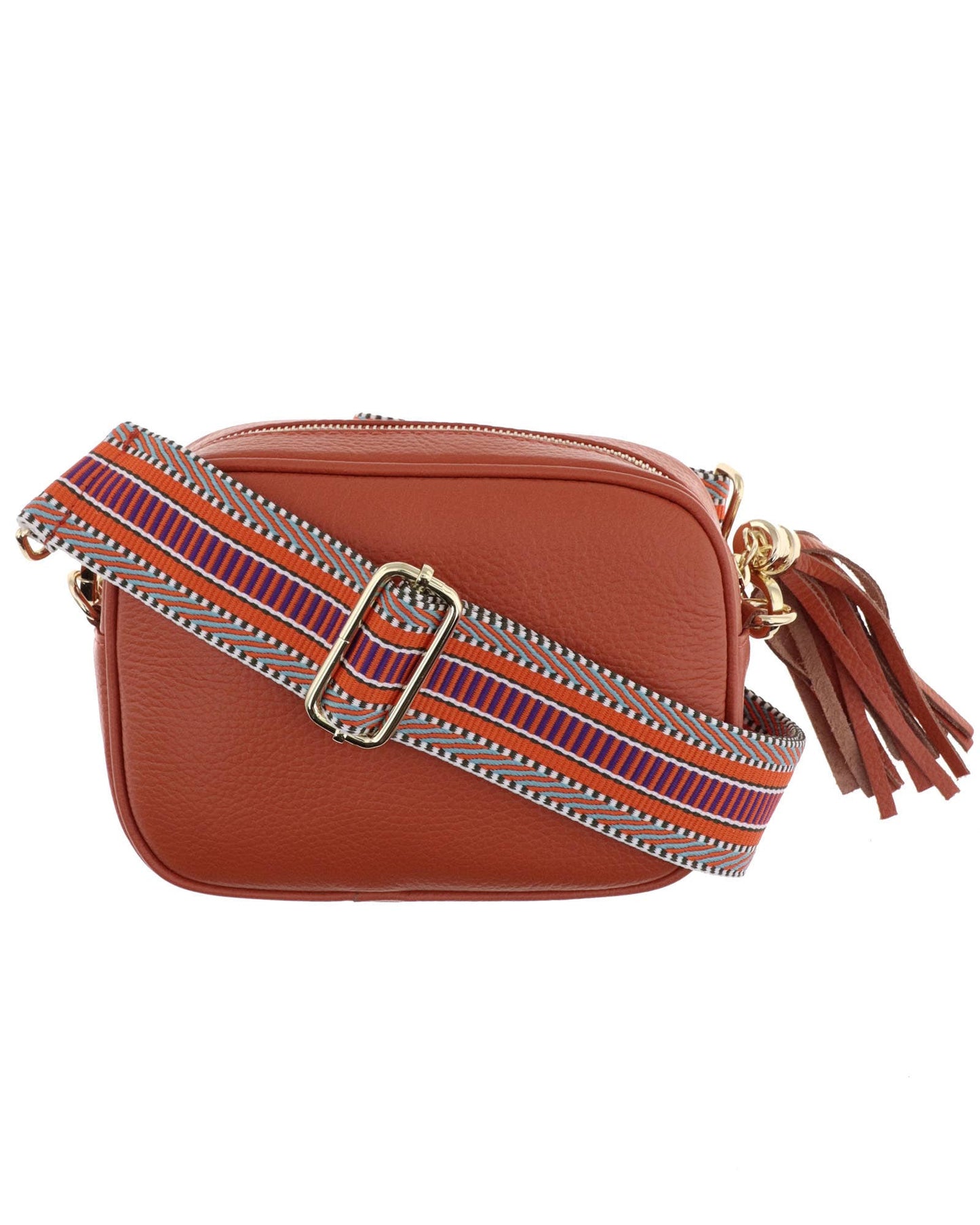 Cadenza Tassel Crossbody Leather Camera Bag: Mustard