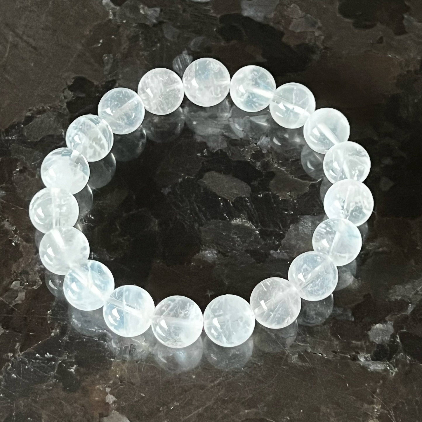 Ninaouity - Crown Chakra Natural White Phantom Quartz Crystal Bracelet