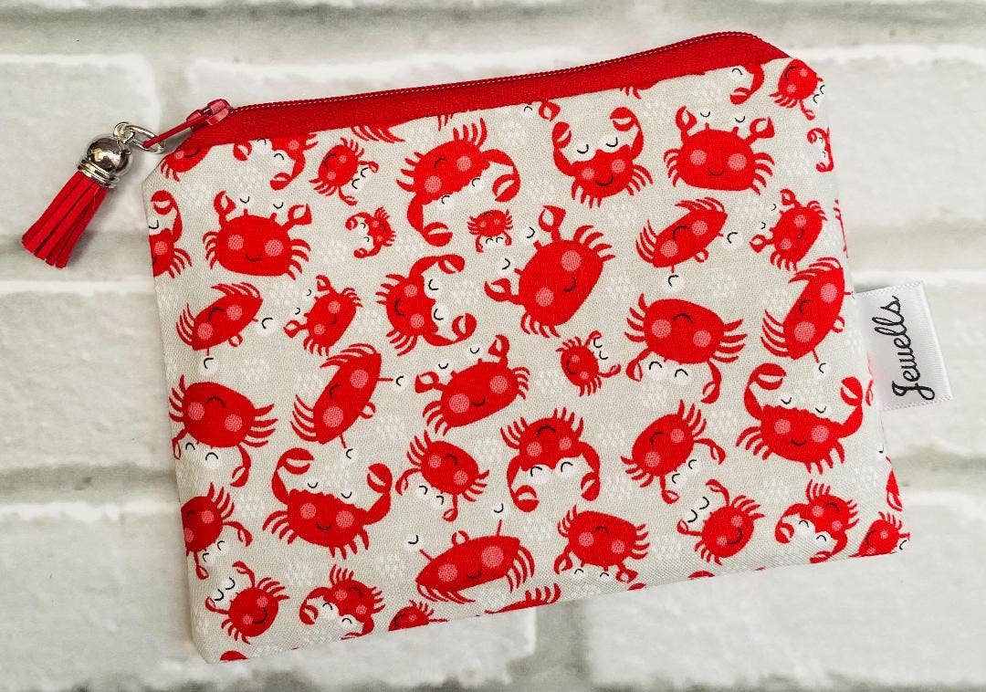 Jewells - Sealife fabric coin purse pouch 2 sizes Crab Shark Jellyfish
