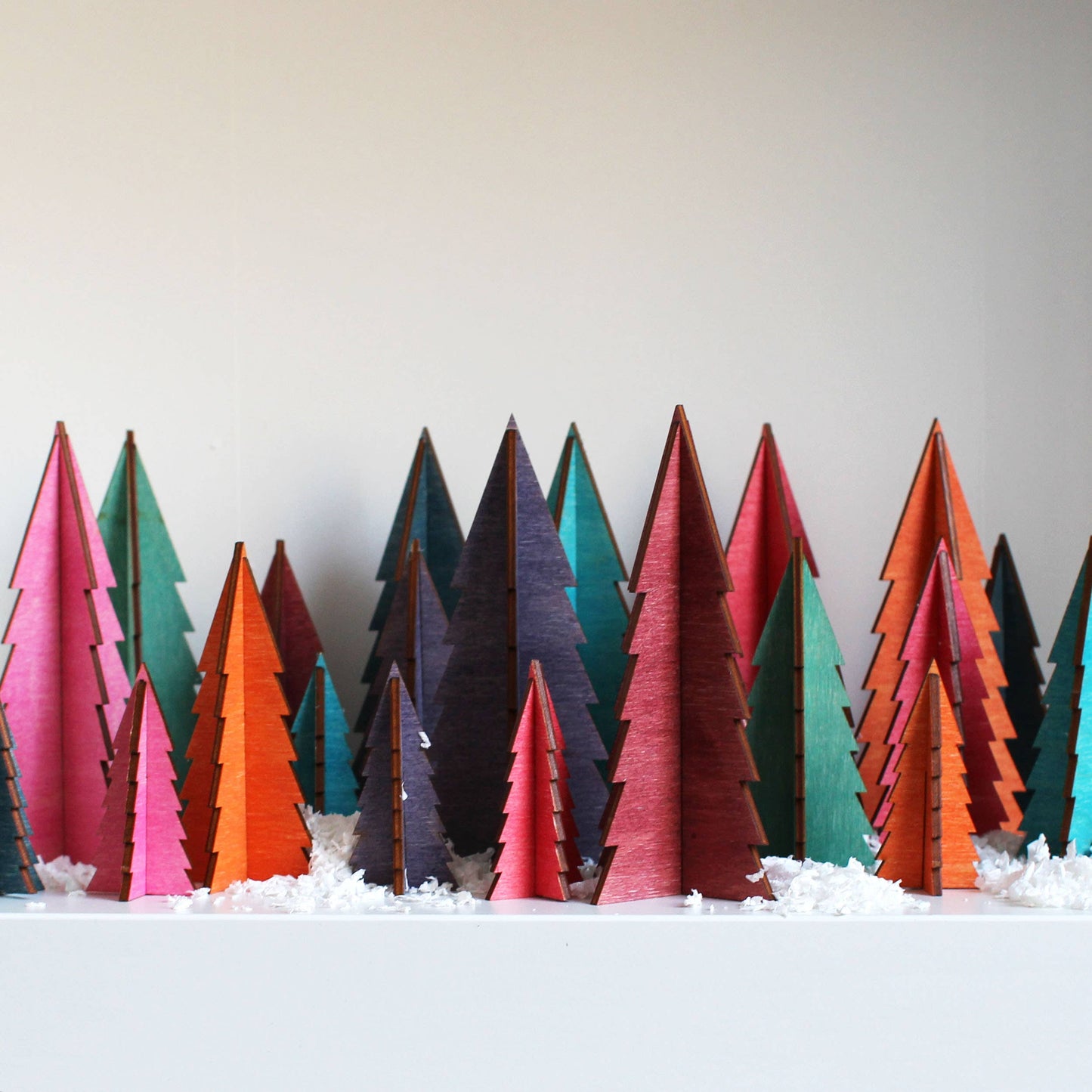 Rocket and Fox - Colourful Christmas Tree Sets in Wood