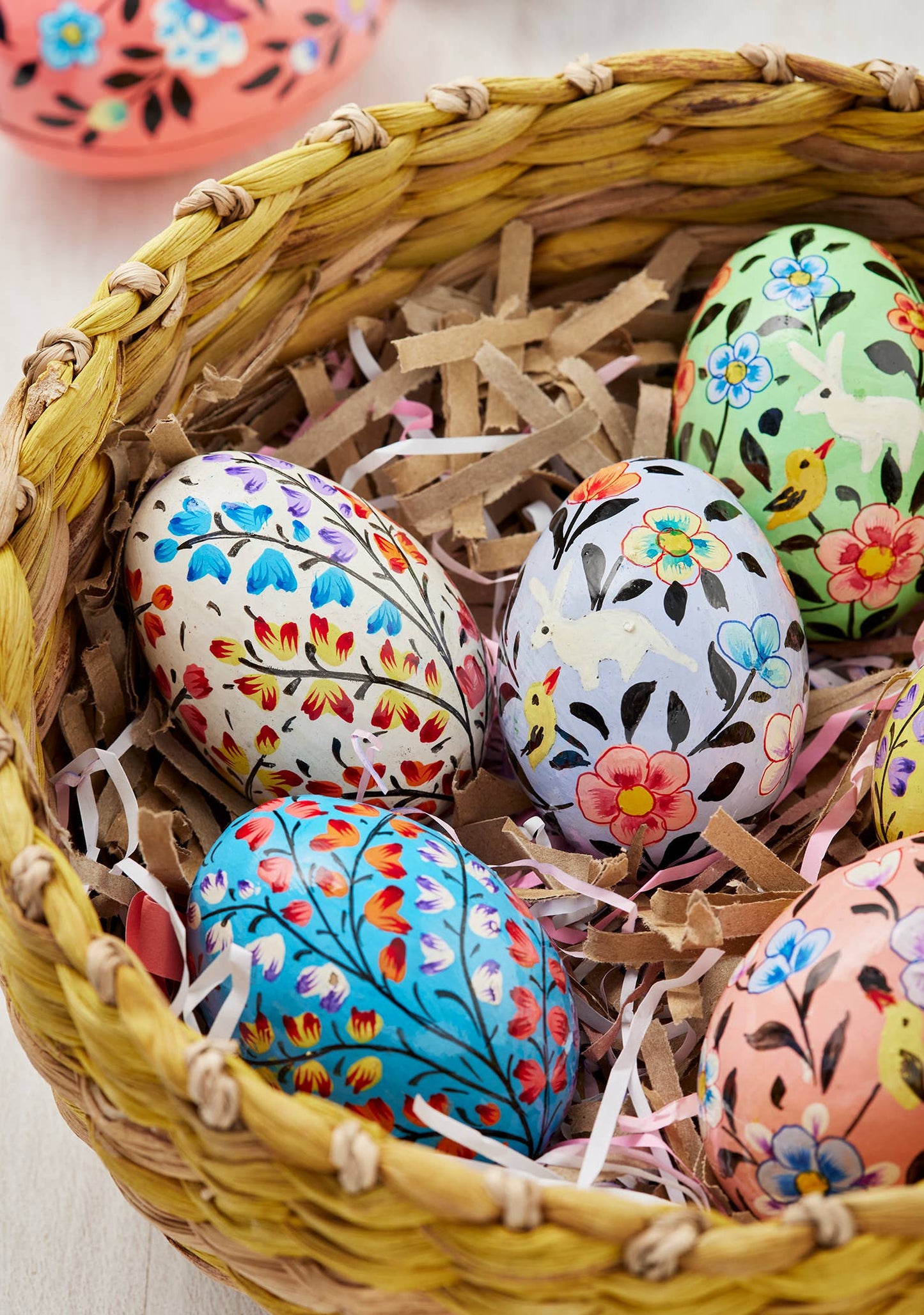 Namaste - Kashmiri Bunny & Chick Hand Painted Egg Decoration