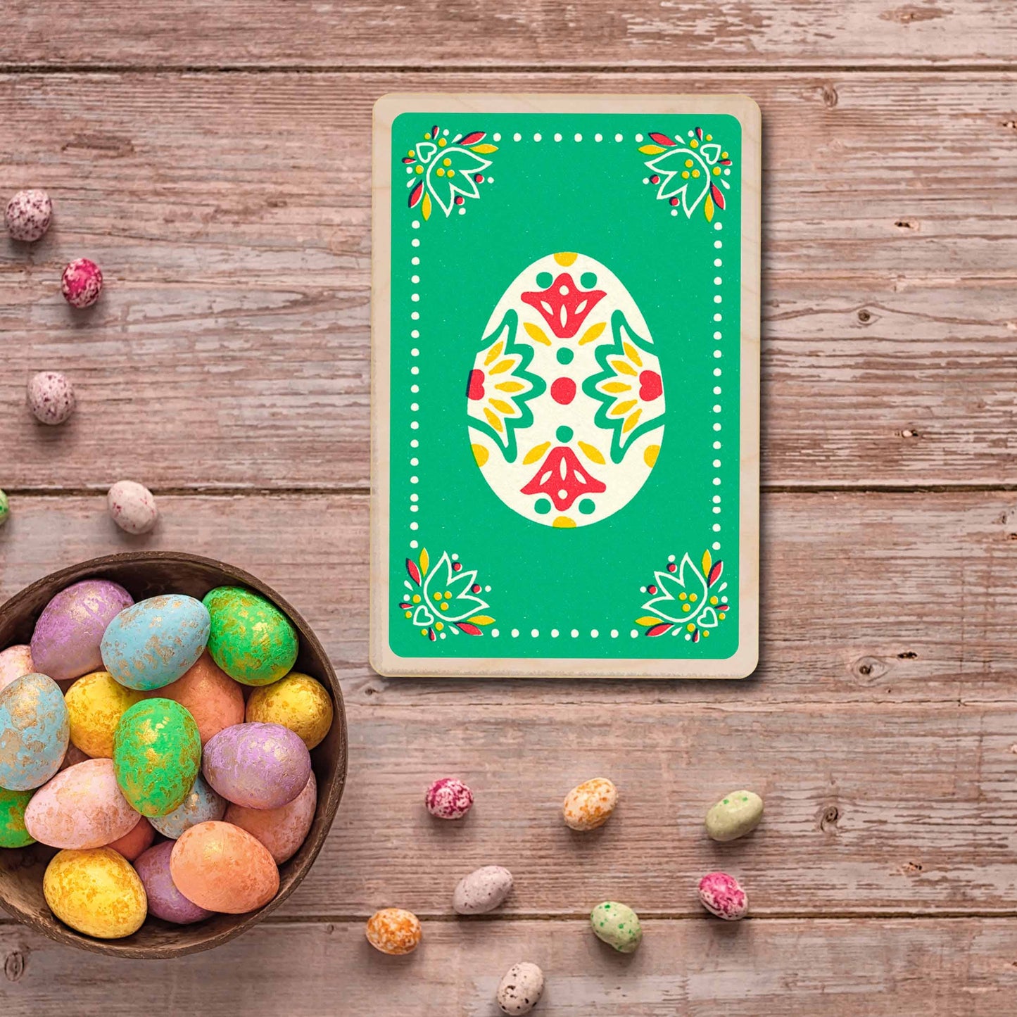 The Wooden Postcard Company - GREEN EASTER wood Easter Card