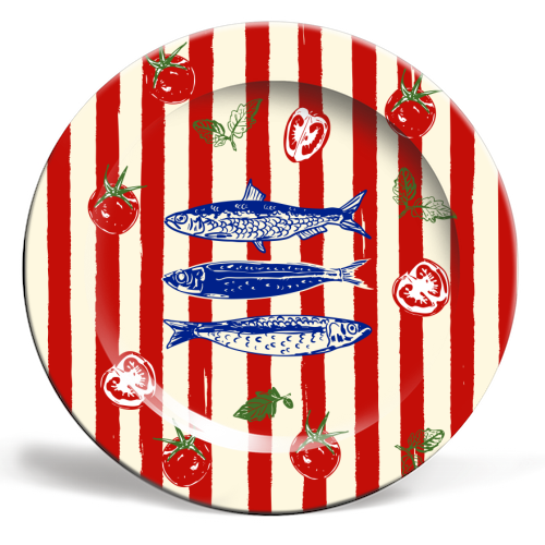 Art Wow - Plates 'Sardines and Tomato Stripe Kitch - 8" & 10"