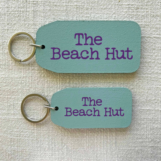 The Beach Hut - Wooden Key Tag