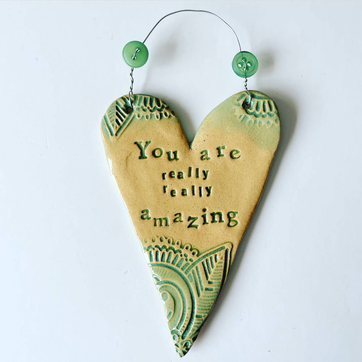Ceramic Hanging Heart, 'You are Amazing' Gift, Made in Wales