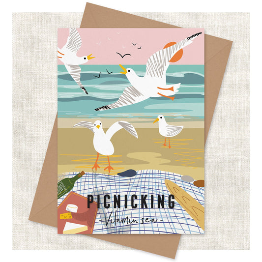 Onneke - Pinicking Coastal card seaside greeting card seagull cards