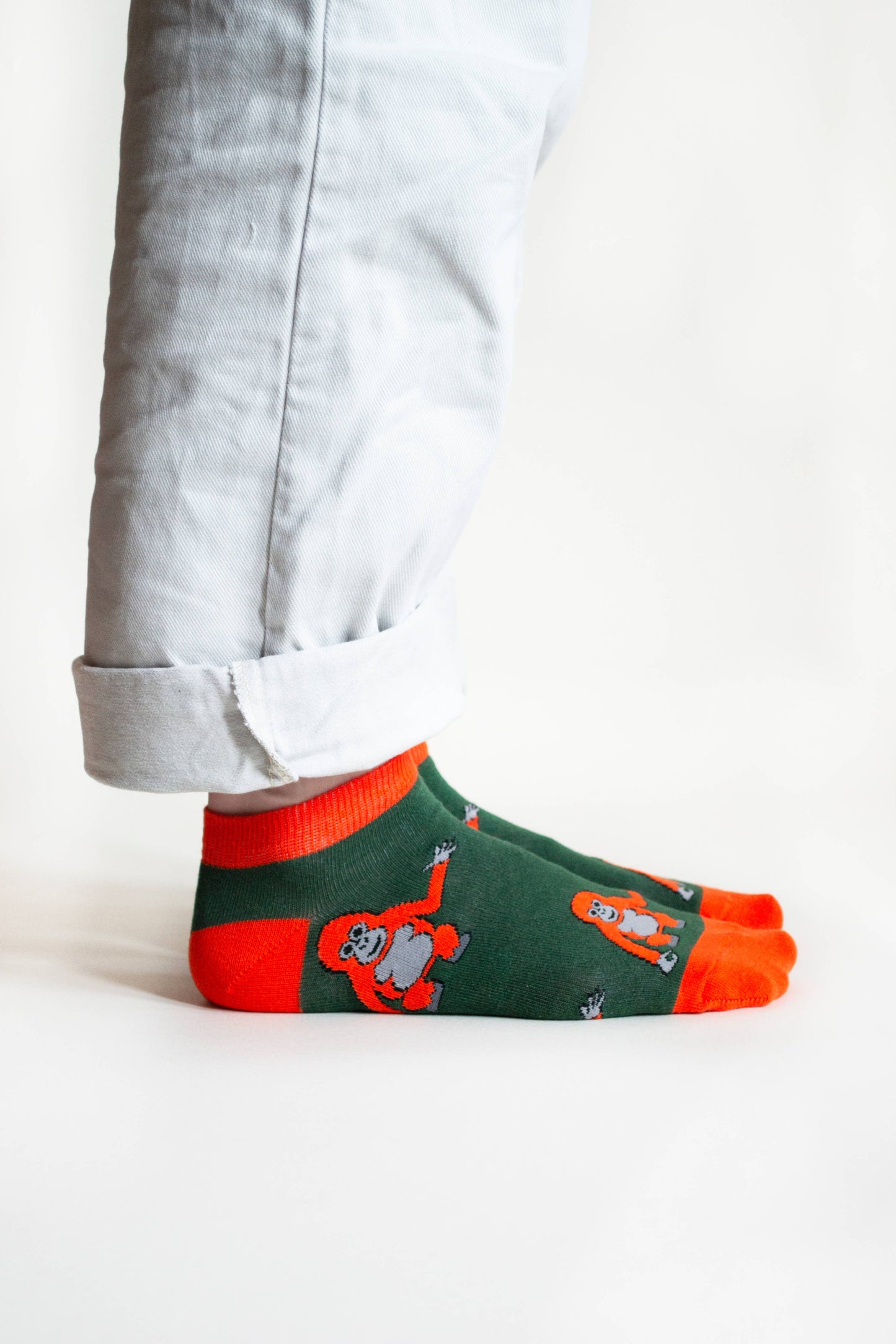 Orangutan Socks | Trainer Socks | Green Socks: UK Adult 4-7