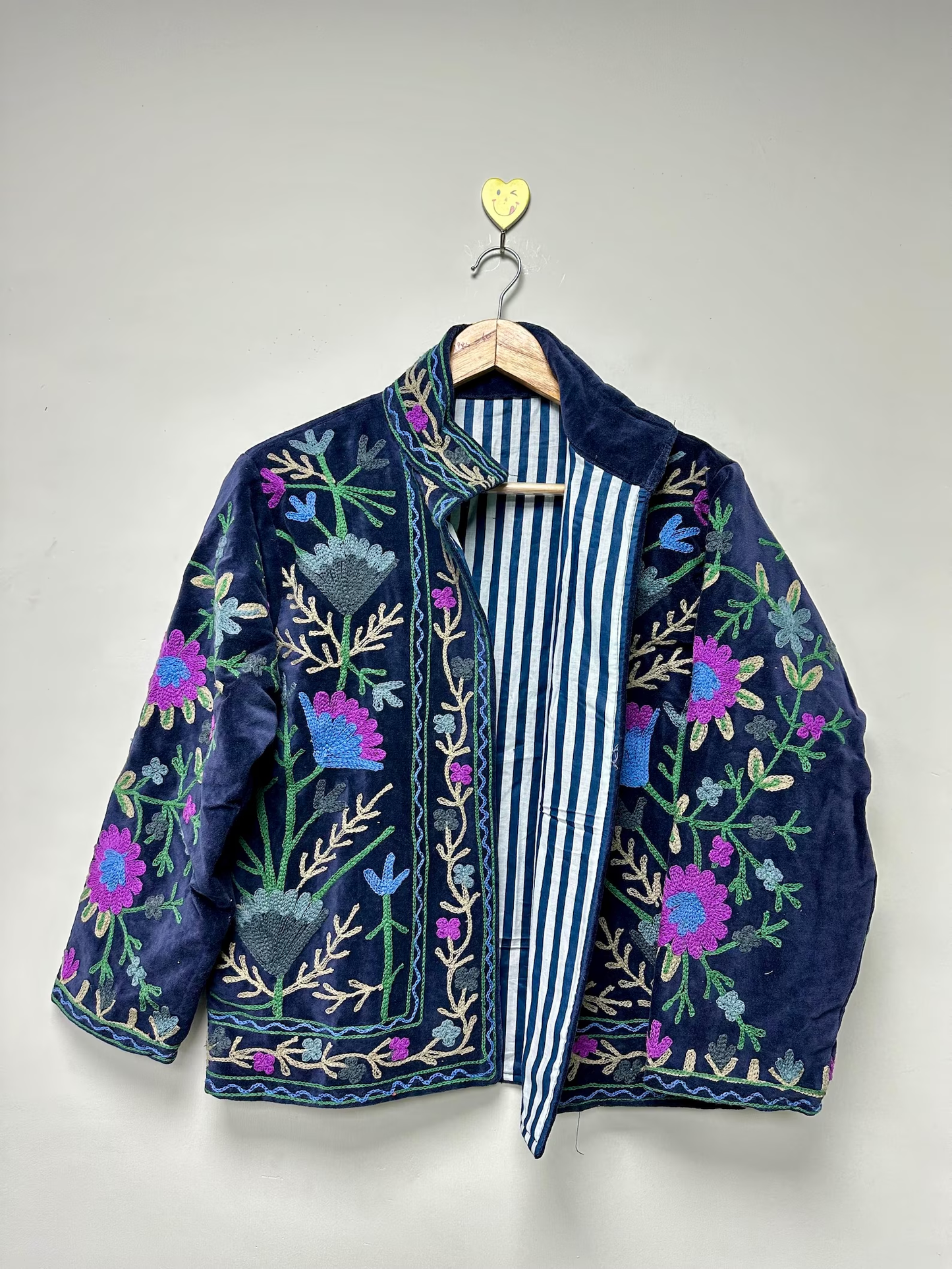 Boho Suzani Jackets, Hand Embroidered Cotton Velvet Quilted