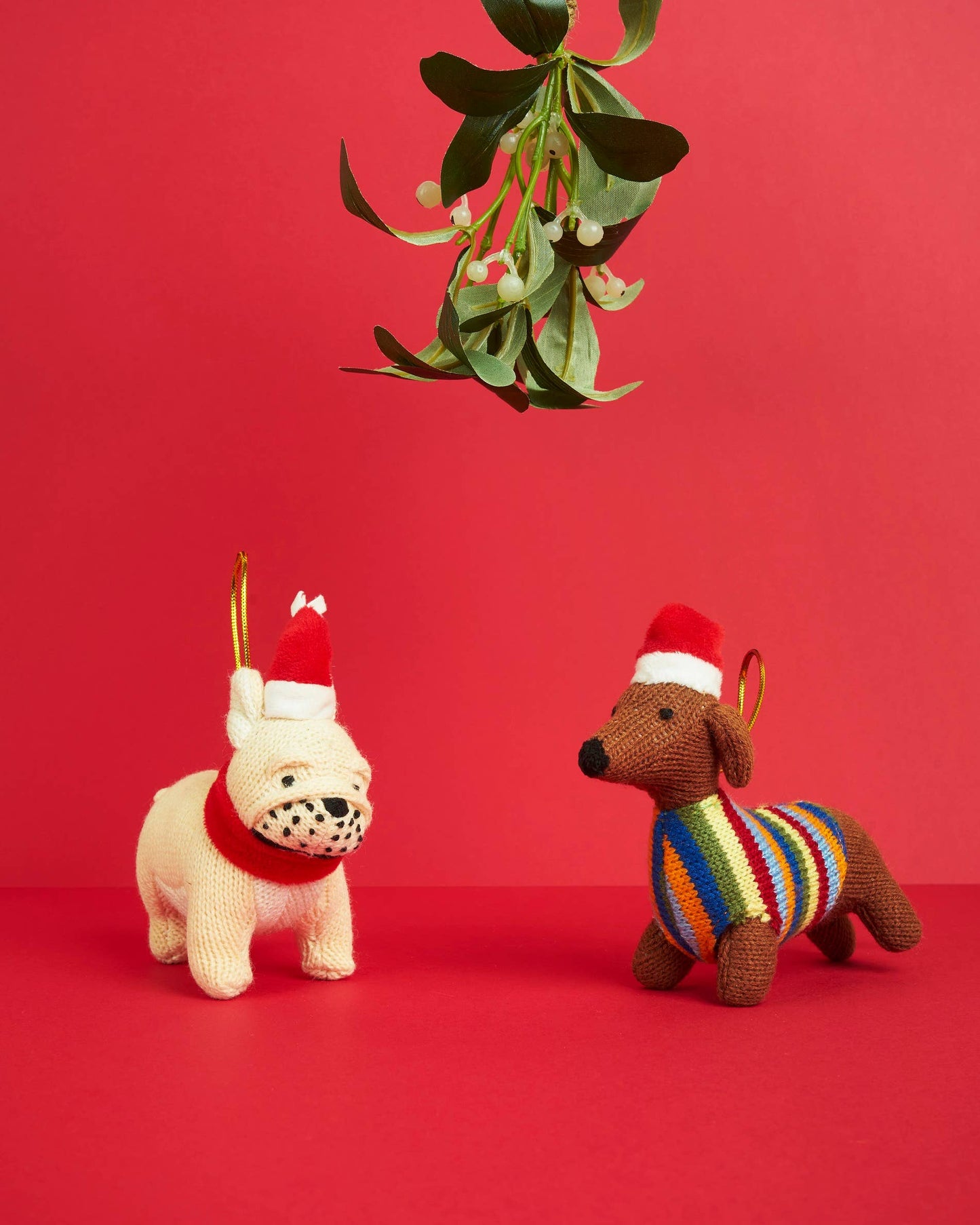 Sausage Dog Christmas Decoration, Knitted Dachshund Decor
