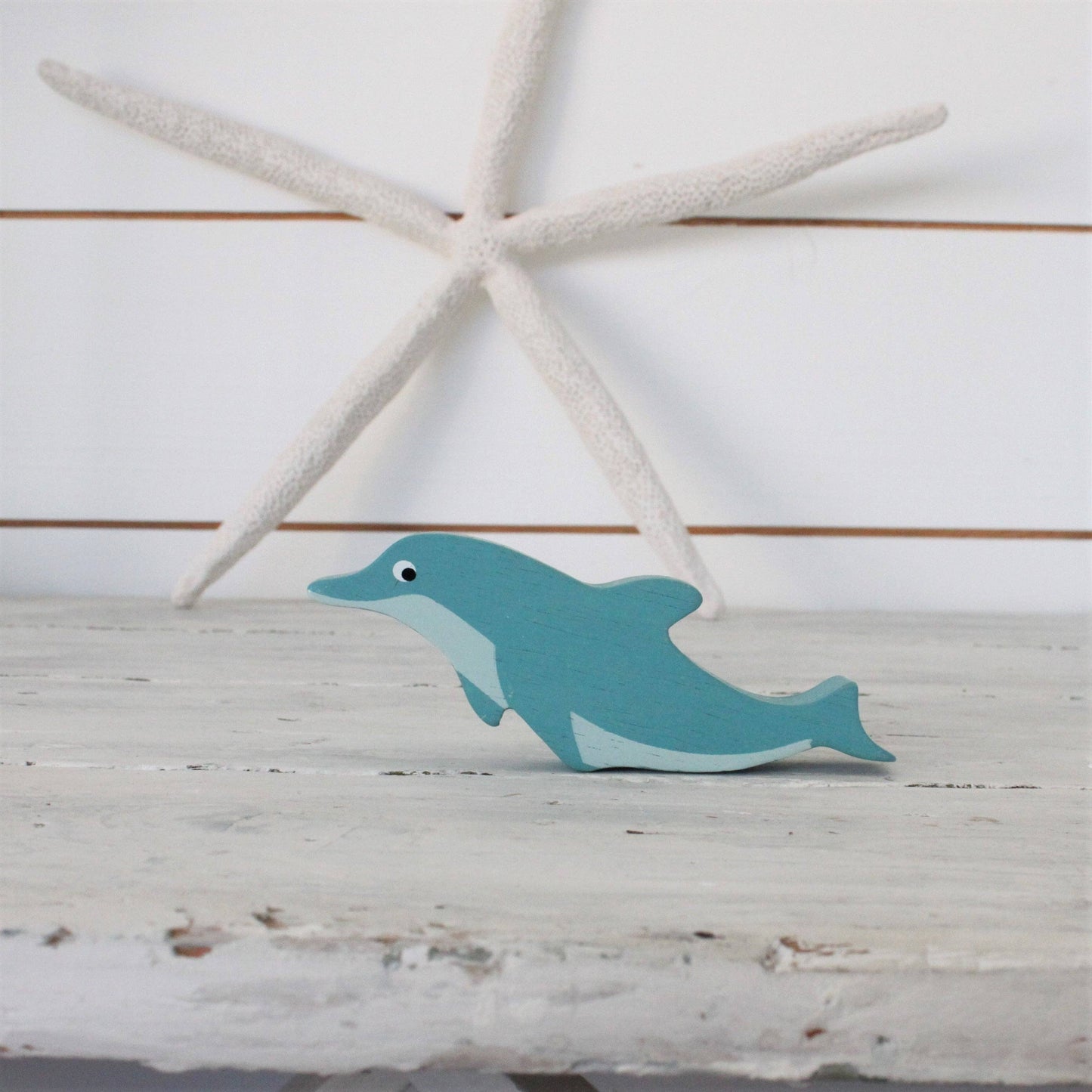 Threadbear Design UK - Wooden Dolphin Toy for Kids - Coastal Animals