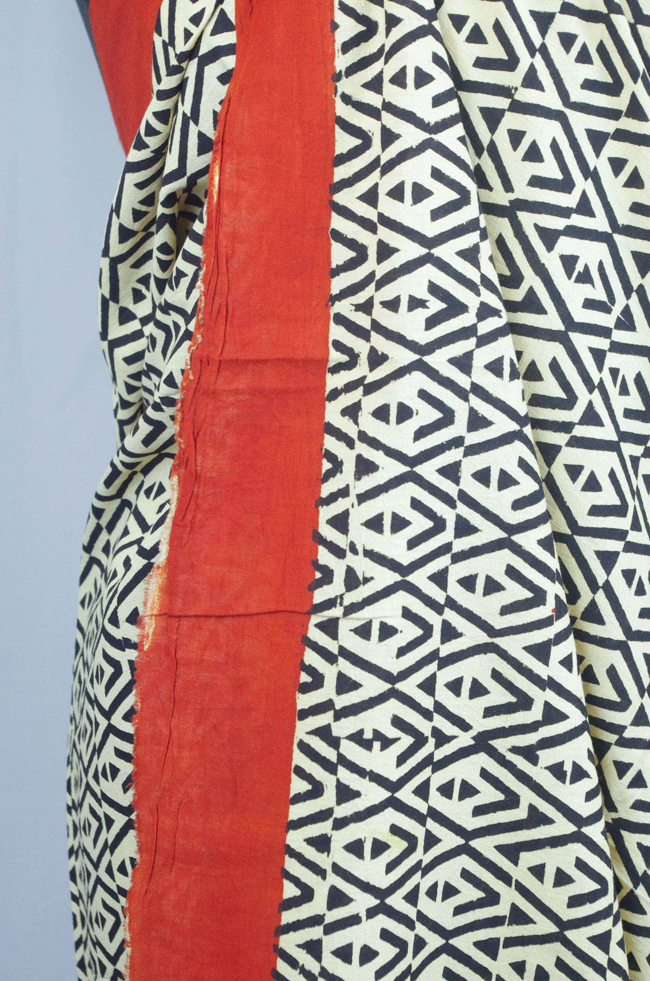 Kantha Decor - Bagru Beach Coverup Sarong Pareo- Red & Black Abstract