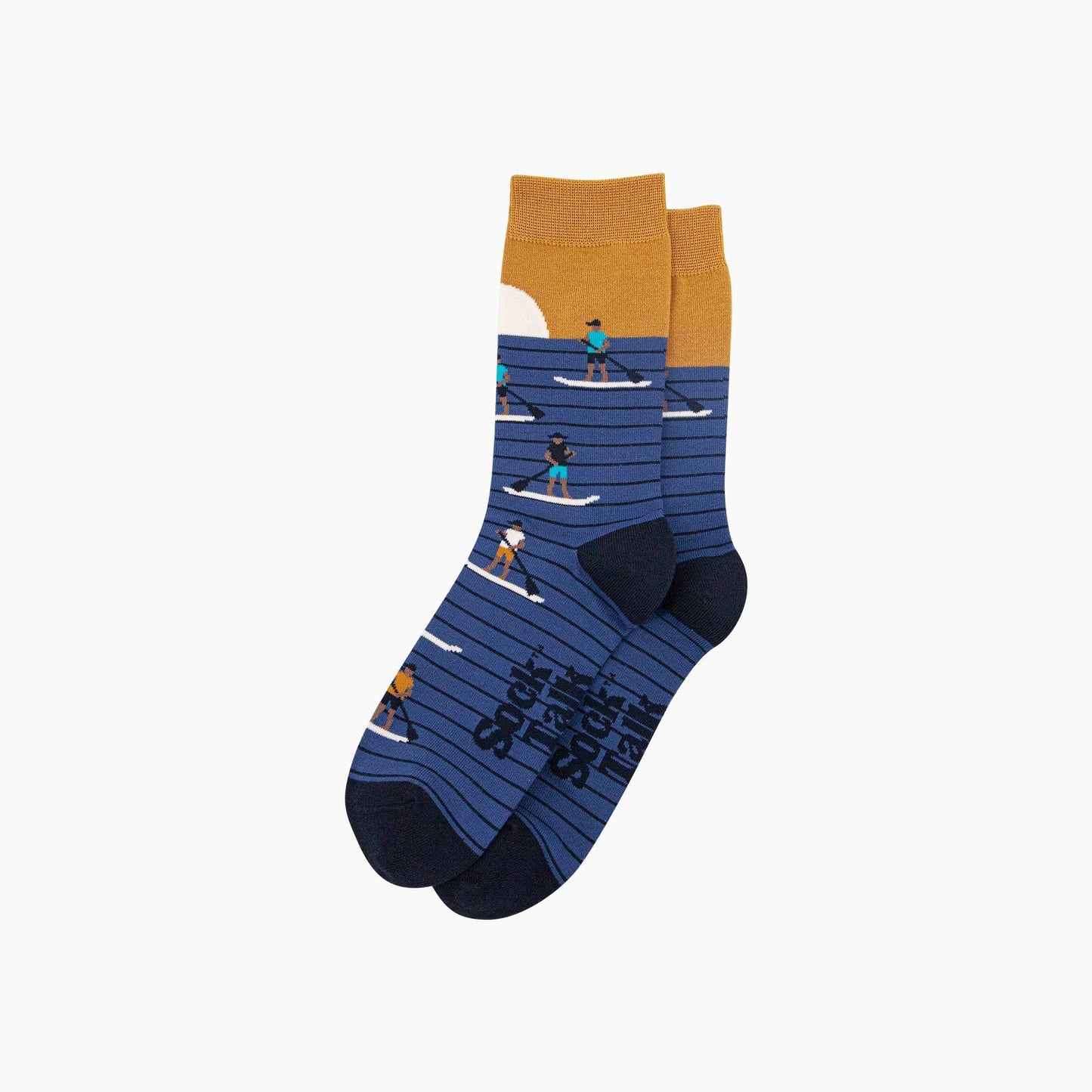 Sunset Paddle Boarding Bamboo Socks in Blue