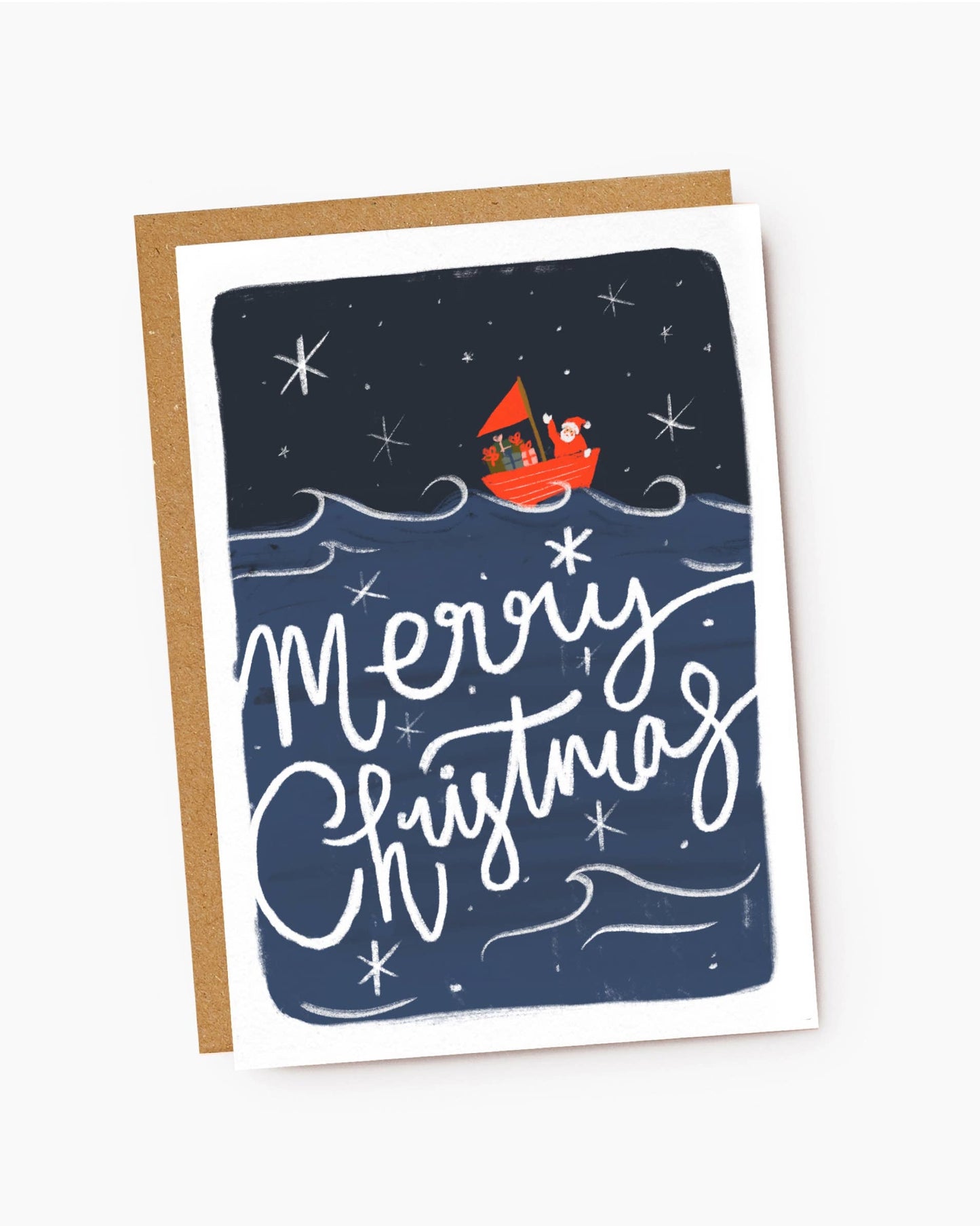 Merry Christmas Sailing Santa Christmas Card