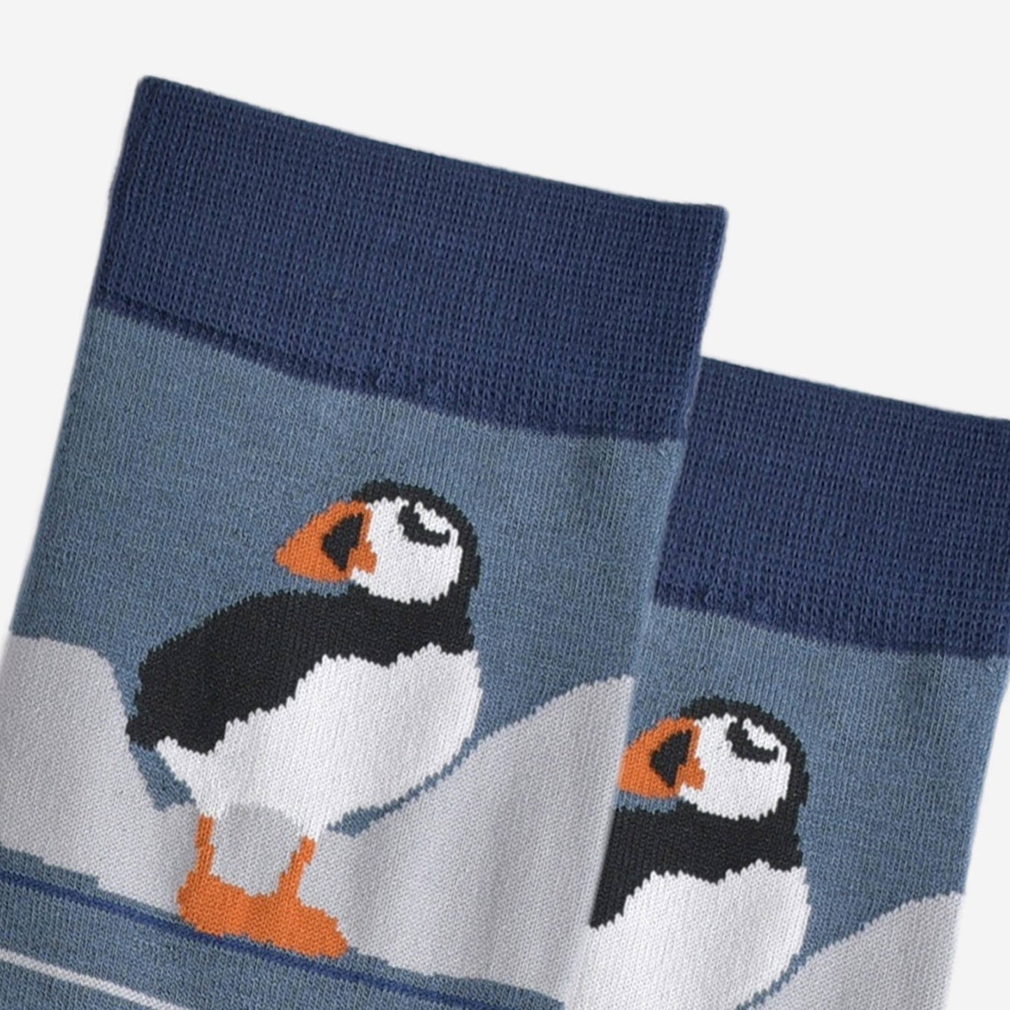 Men's Bamboo Socks - Teal, Puffin Stripe
