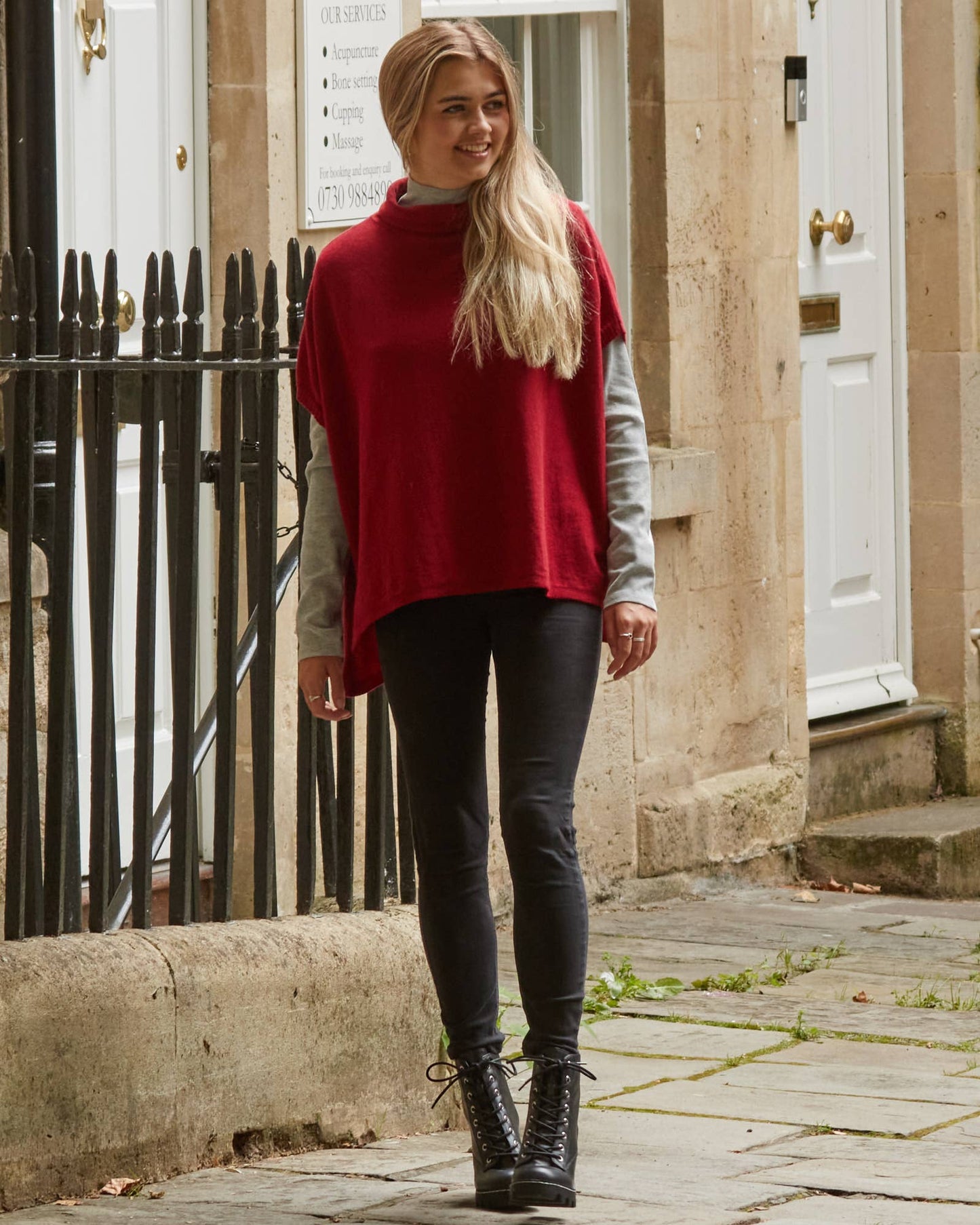 Cadenza Classic Cashmere Blend Tunic: Burnt Orange