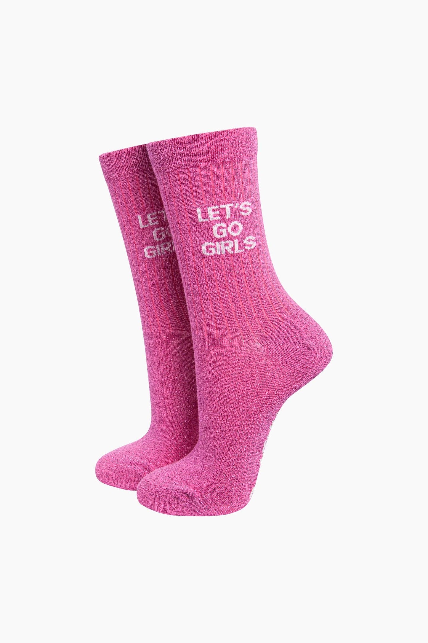 Lets Go Girls Combed Cotton Glitter Socks in Hot Pink