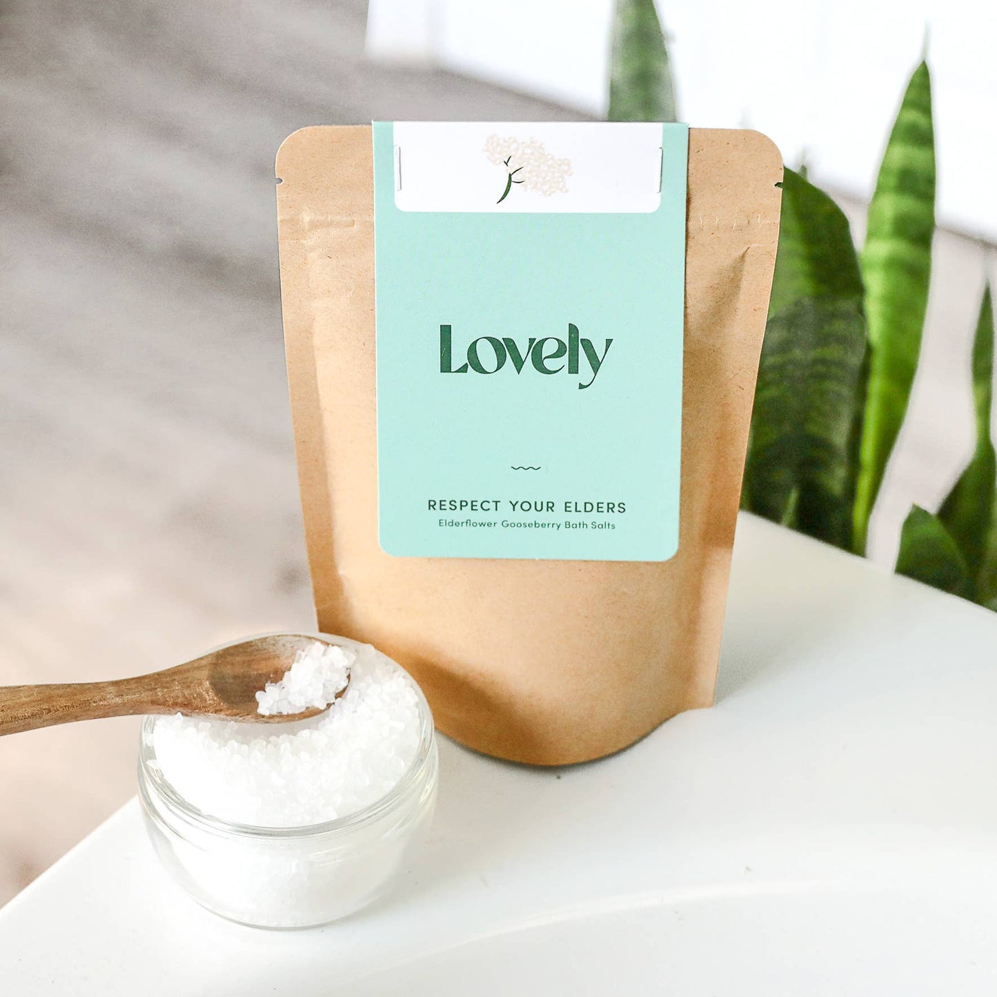 Lovely Skincare - Bath Salts - Respect Your Elders -Elderflower and Gooseberry