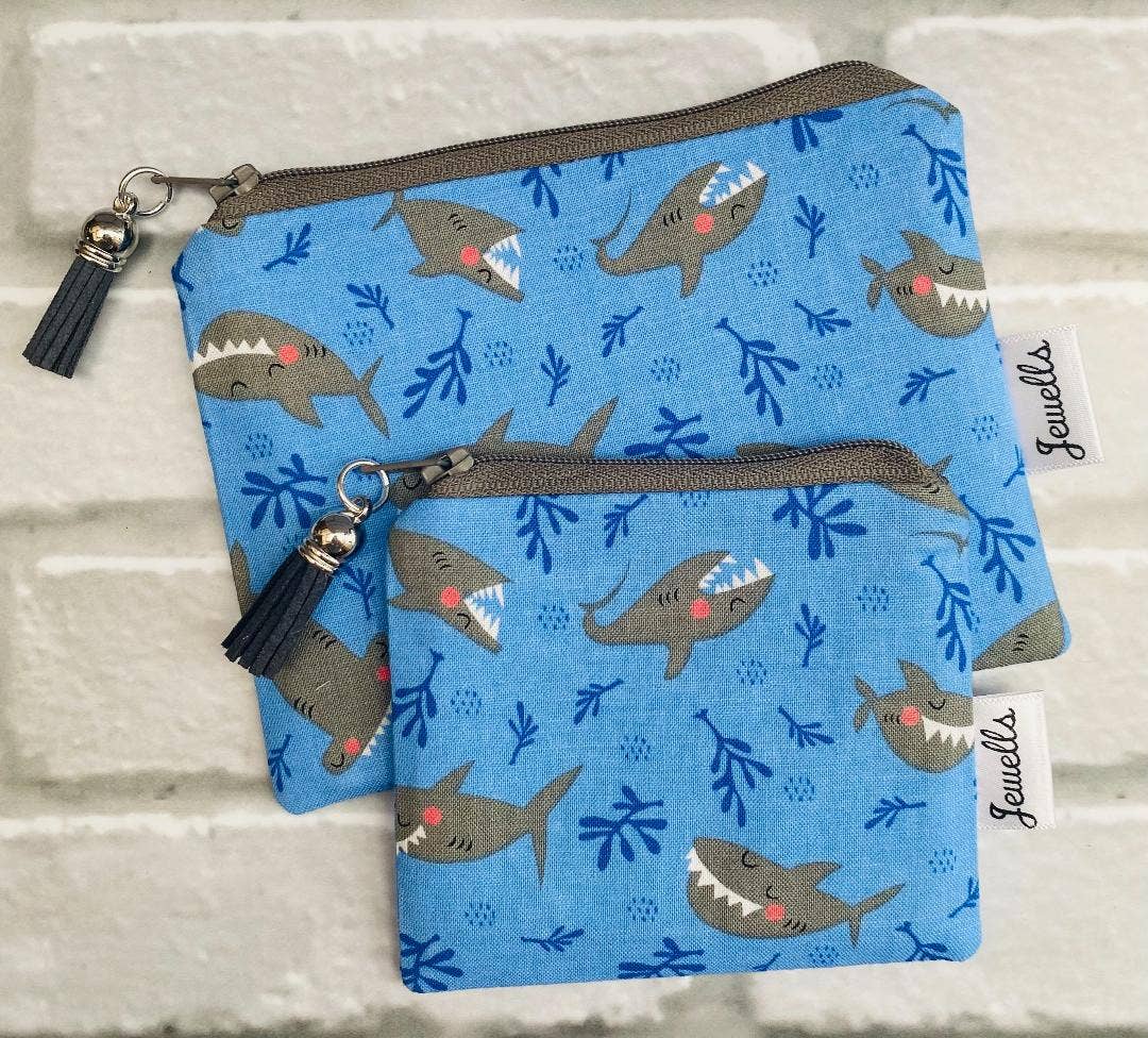 Jewells - Sealife fabric coin purse pouch 2 sizes Crab Shark Jellyfish