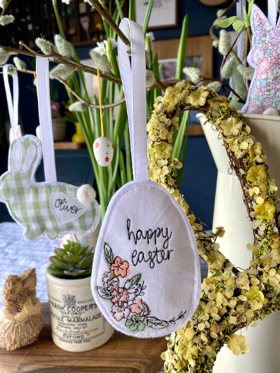 Girl Friday Embroidery - Easter Egg Hanging Decoration