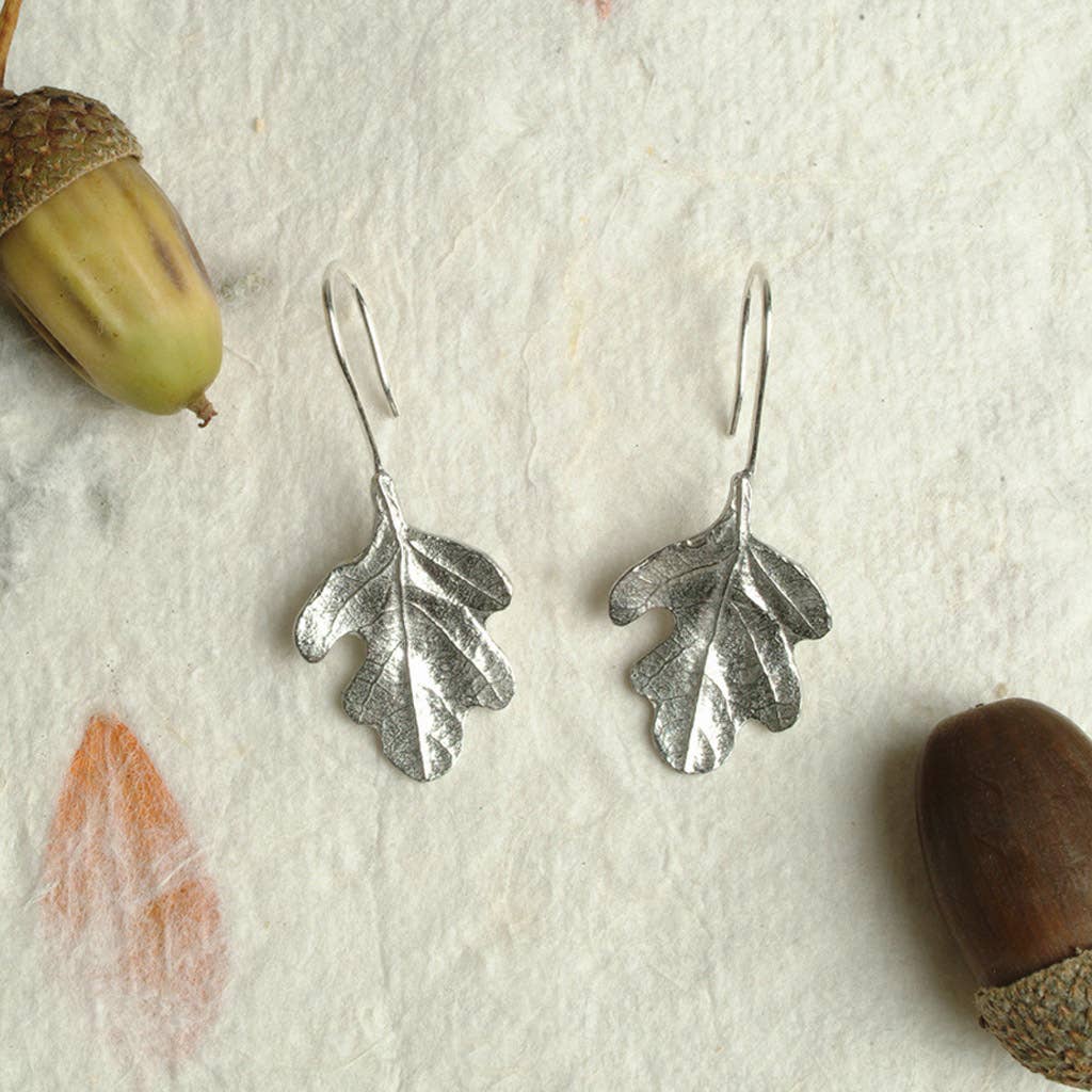 Oak Leaf Drop Earrings English Pewter Jewellery