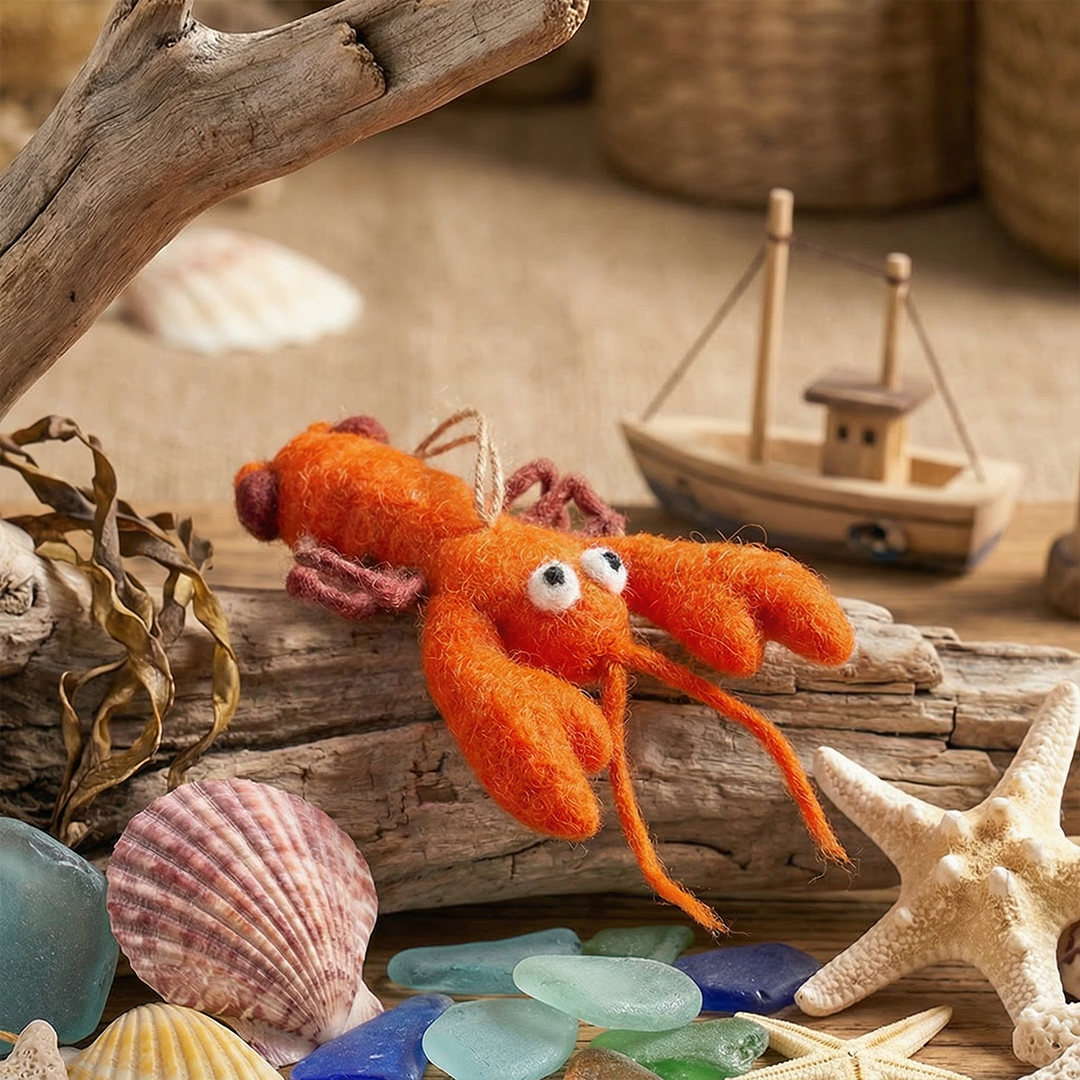 Handmade Felt Hanging Louella Lobster Hanging Decoration