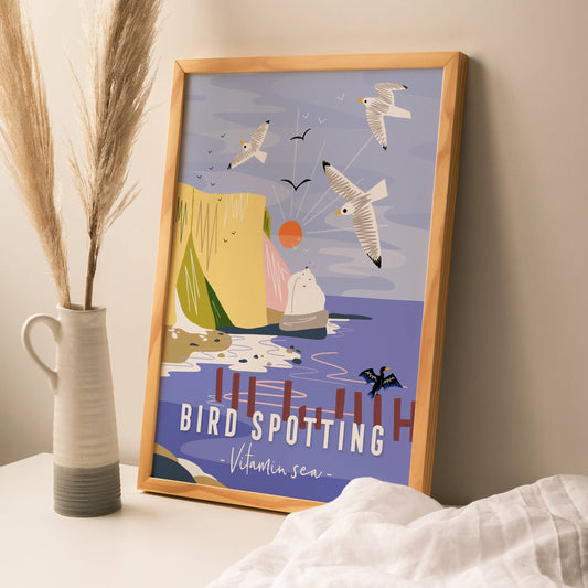 Onneke - Coastal print seaside poster bird spotting print unframed