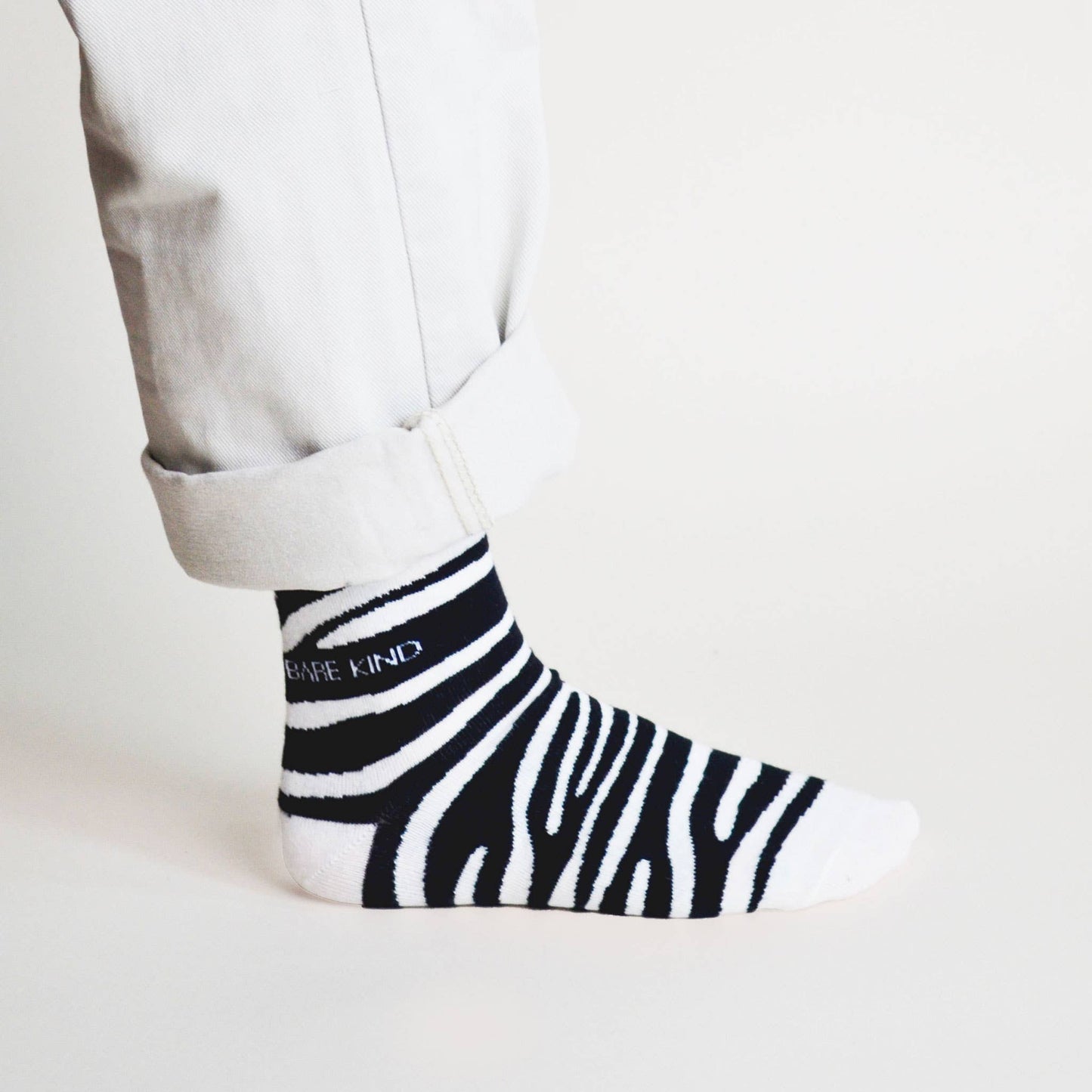 Bare Kind - Zebra Print Socks | Bamboo Socks | Black Socks: UK Adult 4-7 / Single Pair