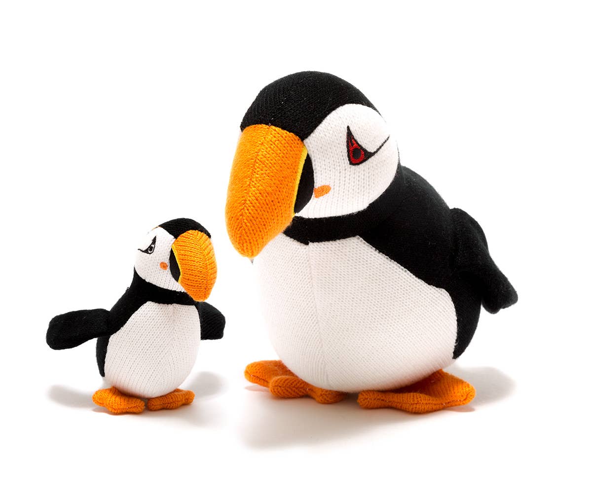 Puffin Soft Toy,  Knitted Cuddly Seabird Toy
