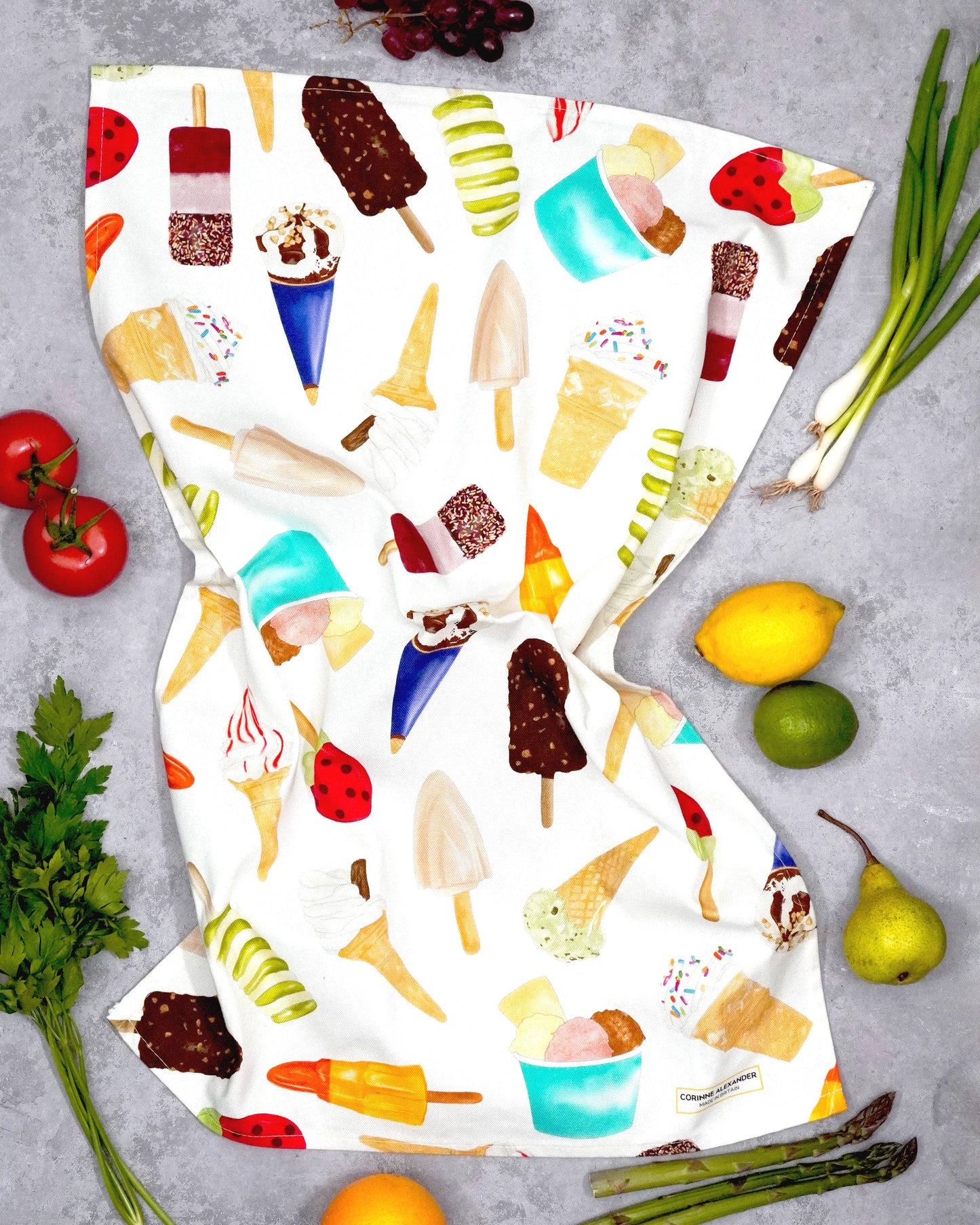 Ice Cream Tea Towel - British Made - Funny Kitchen Towel