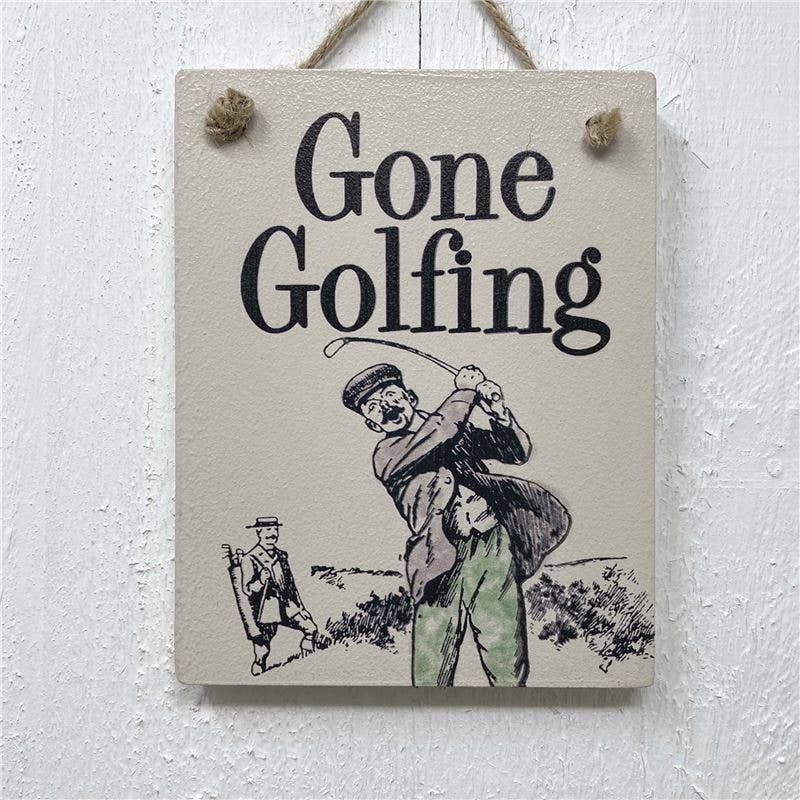 The Wooden Postcard Company - GONE GOLFING wooden mini sign