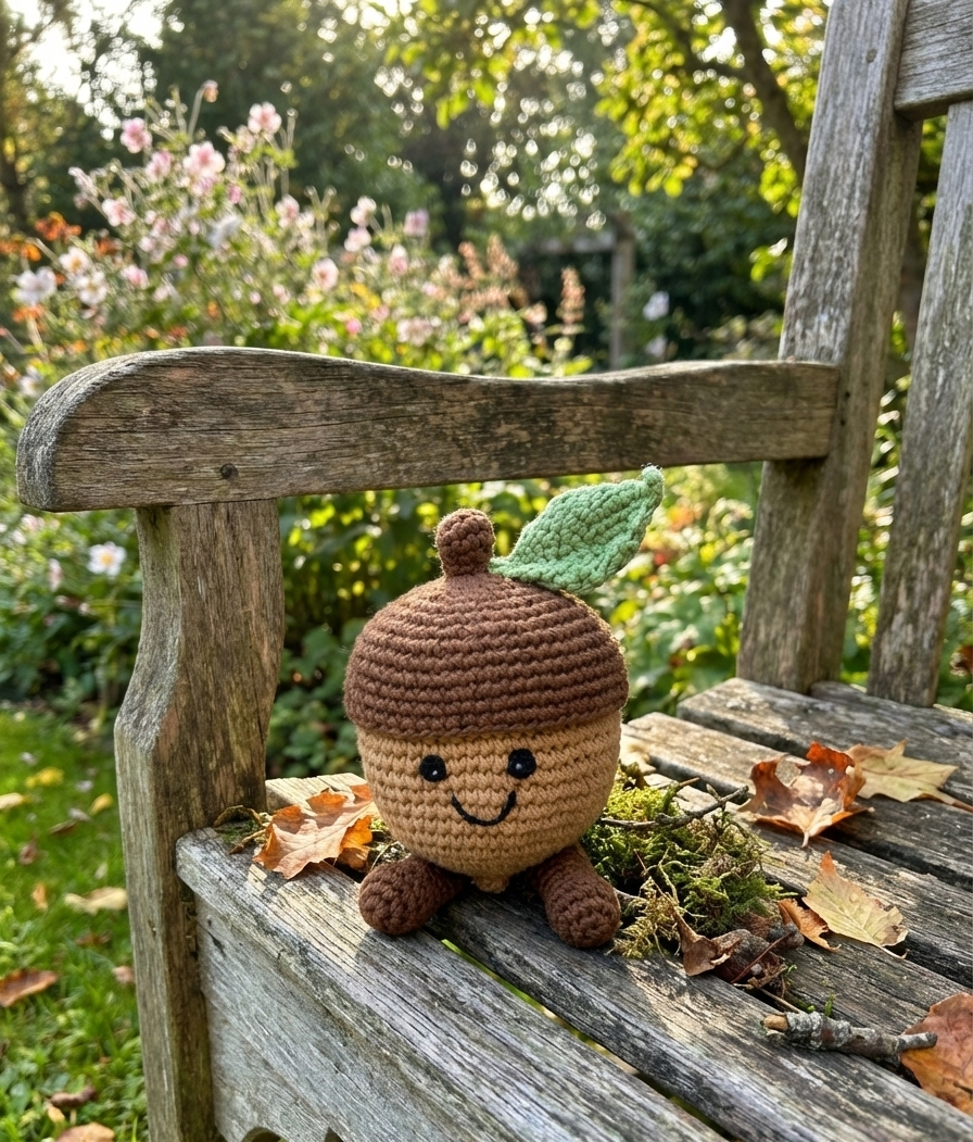 Acorn Baby Rattle,Fair Trade Crochet Organic Cotton