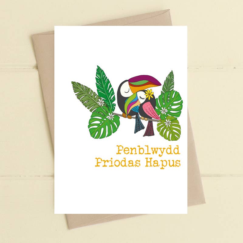 Penblwydd Priodas Hapus - Welsh Card