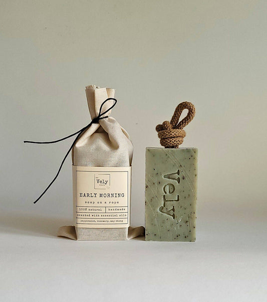 The Vely Soapery - Natural Handmade Soap On A Rope "Early Morning"