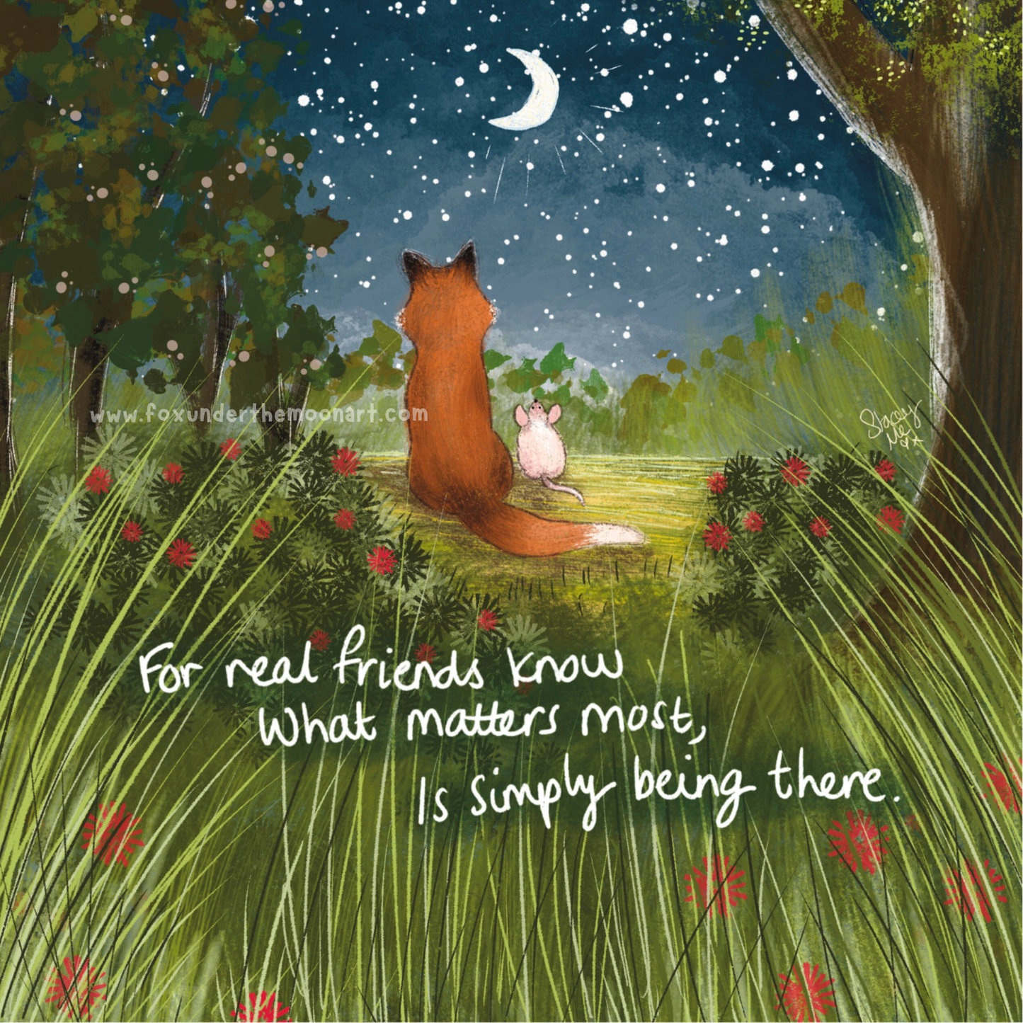 Fox Under The Moon - A4 Art Print ~ Being There