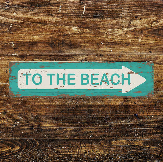 To The Beach Sign  Metal Long Sign Plaque