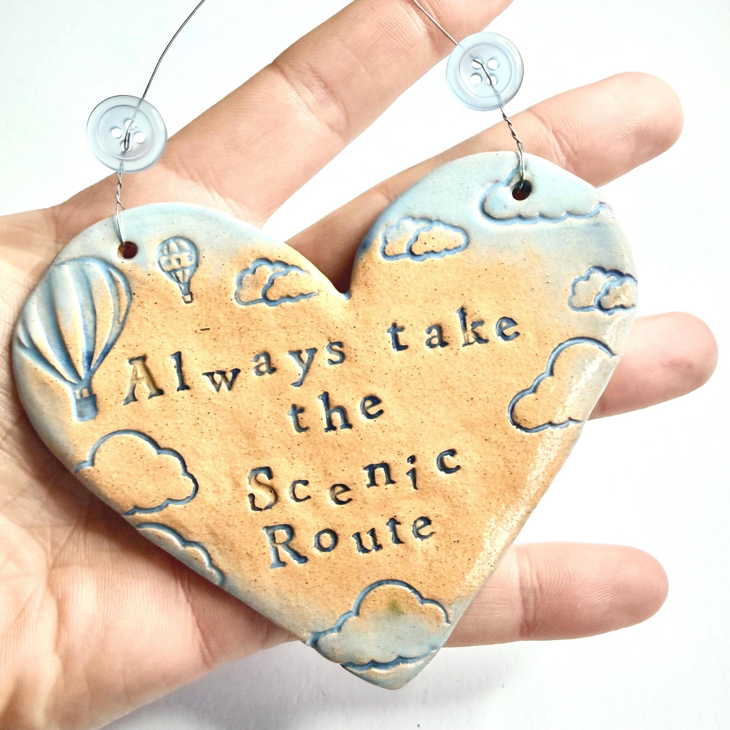 Scenic Route Ceramic Heart Plaque - Made in Wales