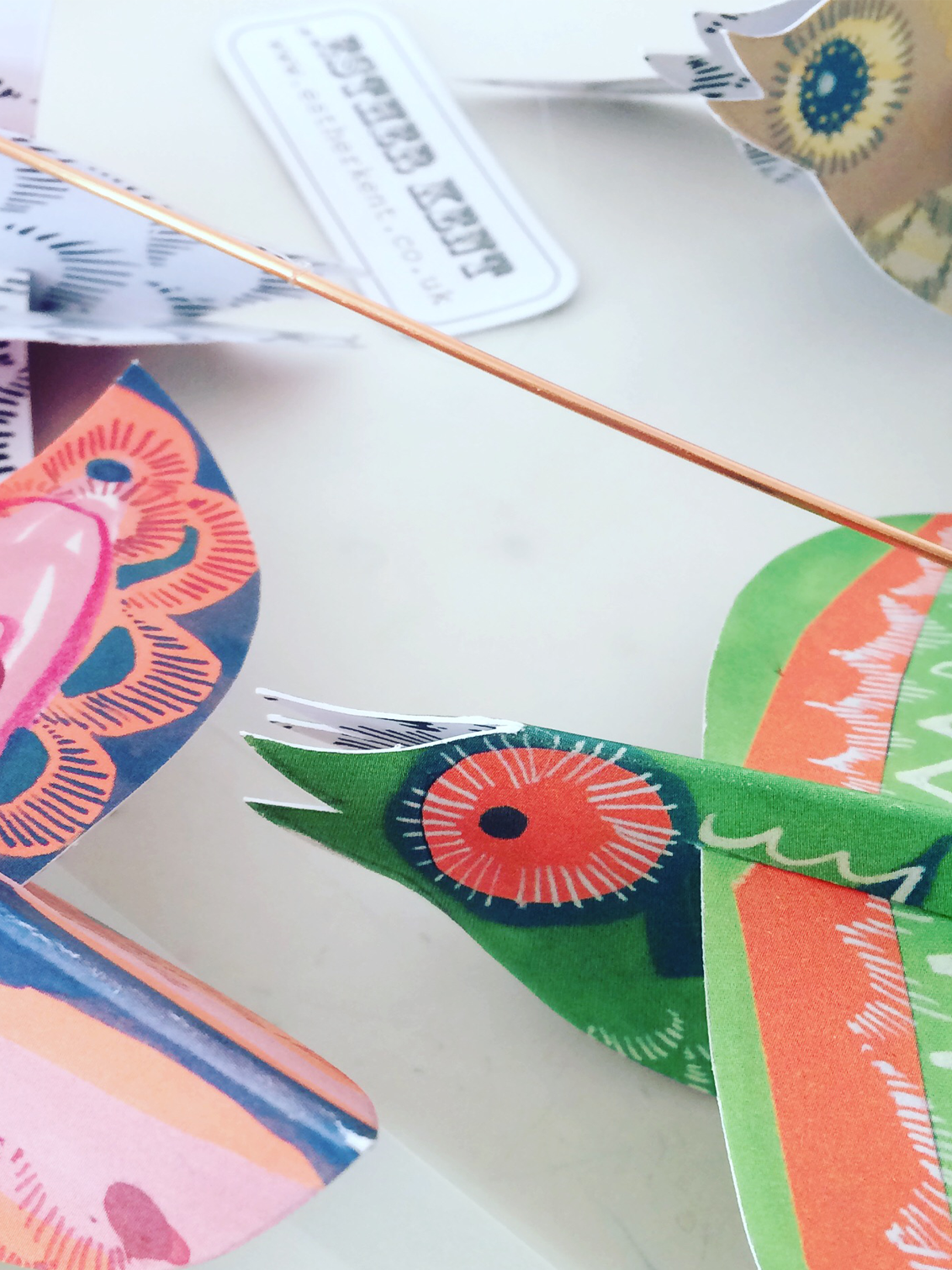 Esther Kent Design - Handmade Colourful Paper Birds Mobile