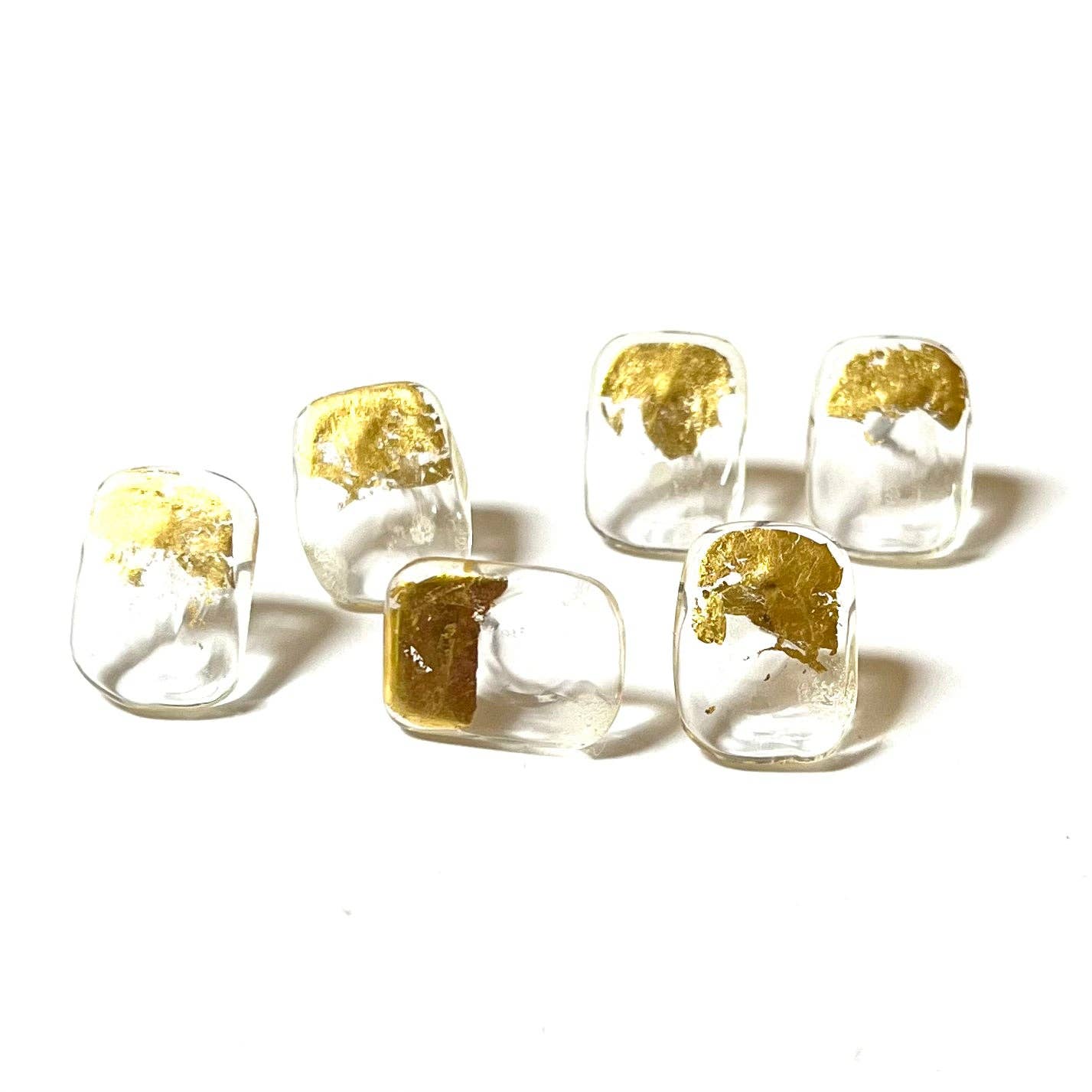 Helen Chalmers - Freeform Panel Stud Earrings, Recycled Whisky Bottle and Gold