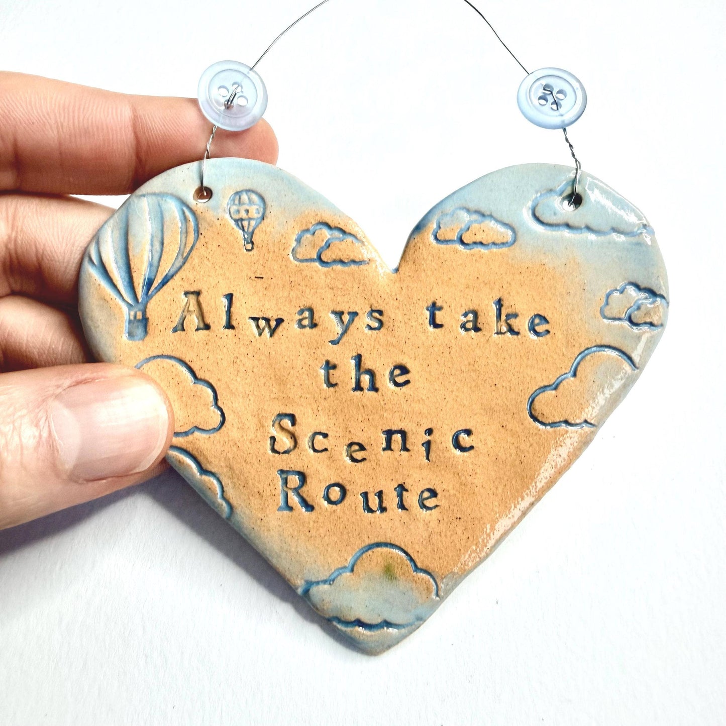 Scenic Route Ceramic Heart Plaque - Made in Wales