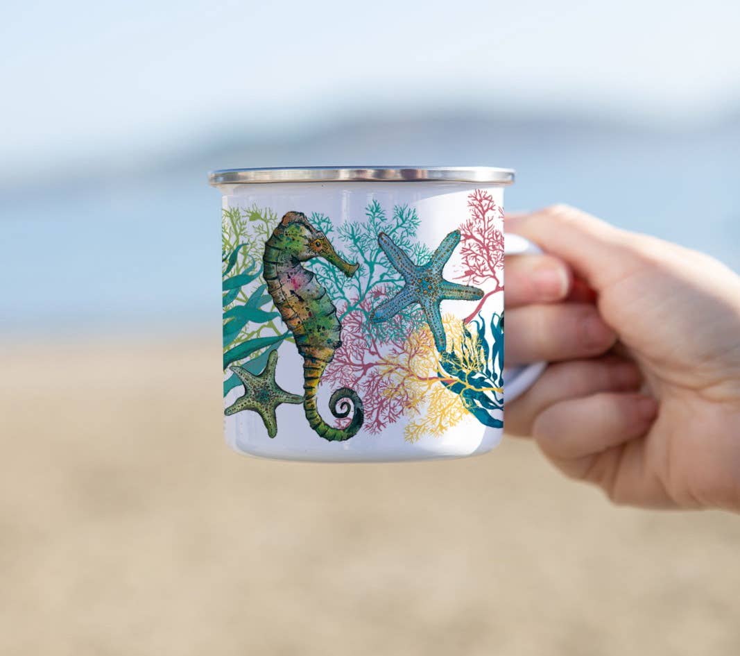 Dollyhotdogs - Seahorse & Starfish Enamel Mug