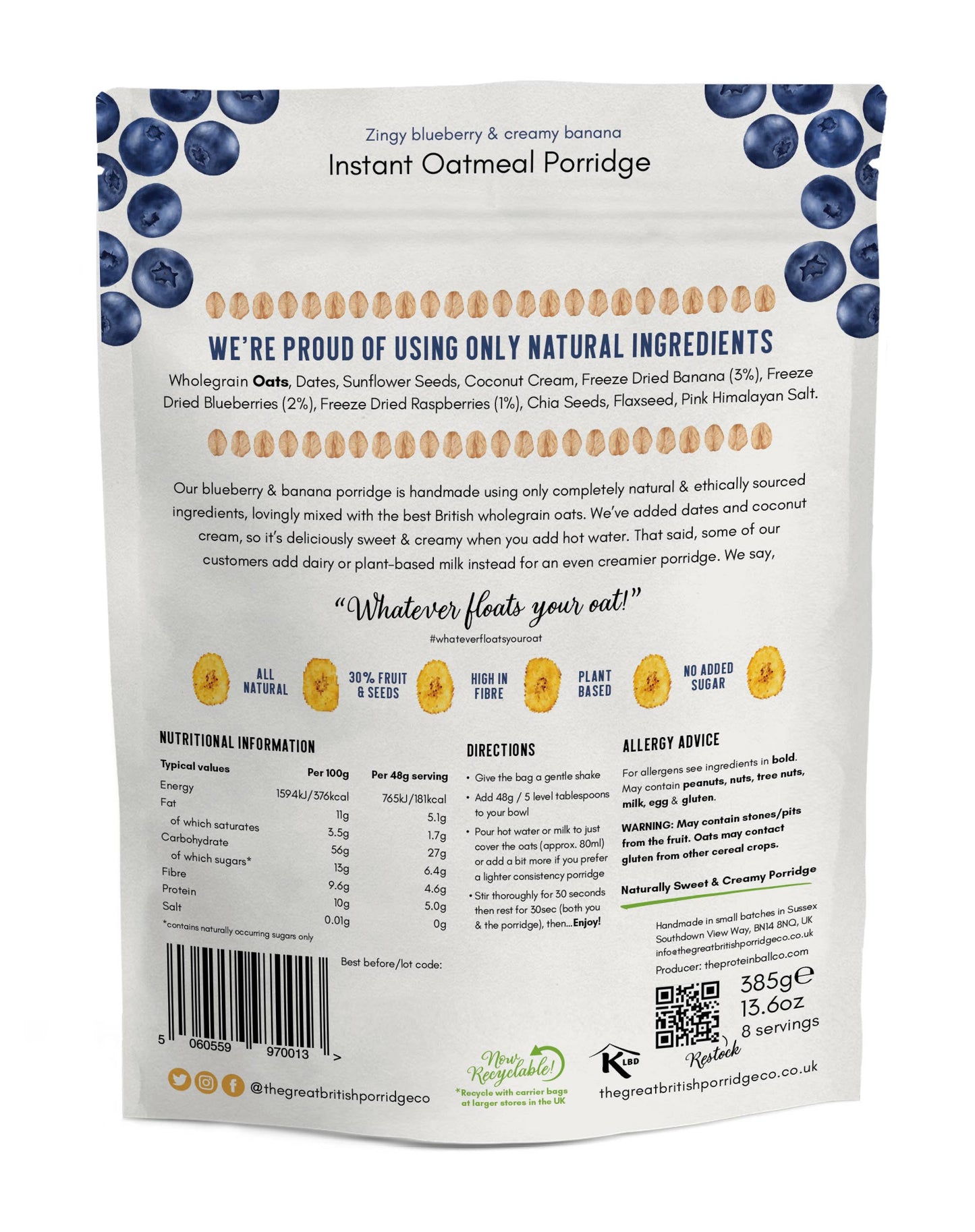 Blueberry & Banana  385g Bag x 4