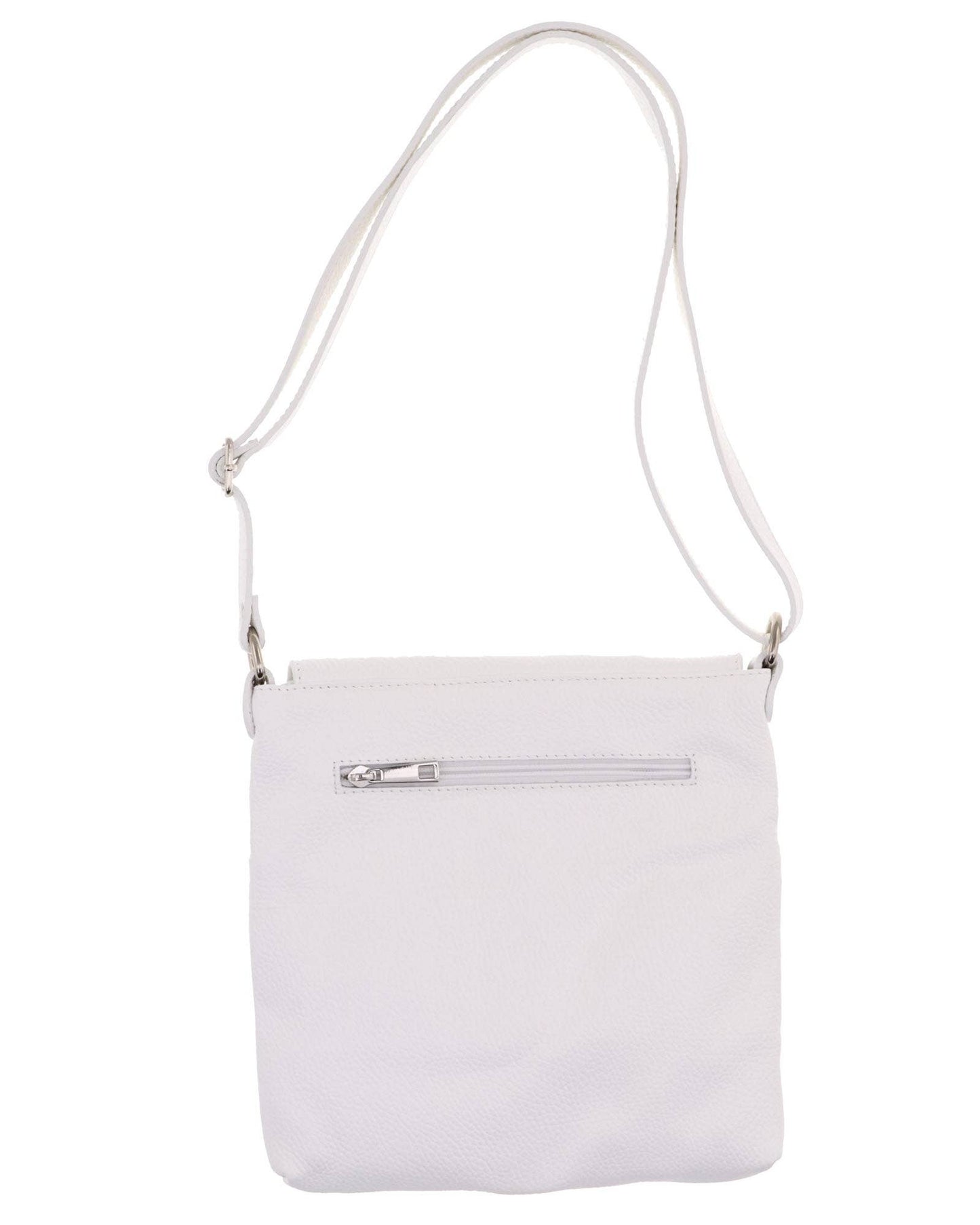 Cadenza Double Pocket Crossbody Leather Bag: White
