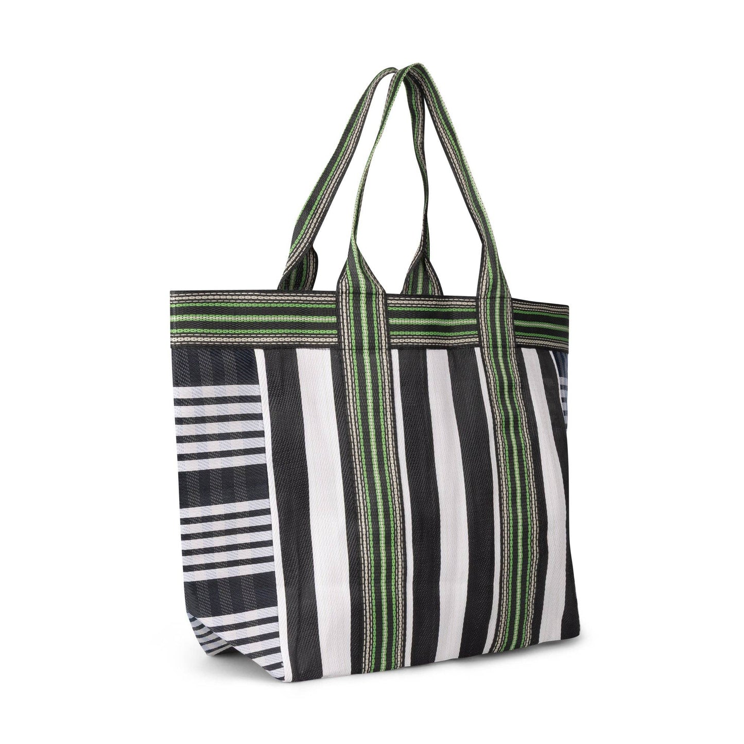 British Colour Standard - Eco Woven Shopper / Beach Bag in Jet and Grass Green