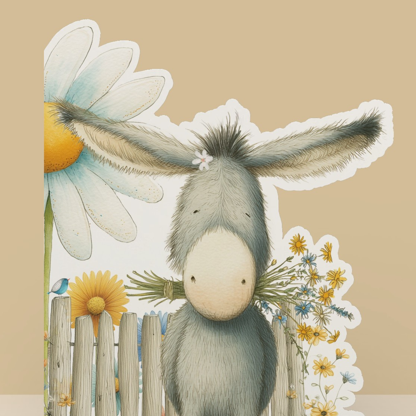Farm Greeting Card, Die-cut: 'Daisy the Donkey'