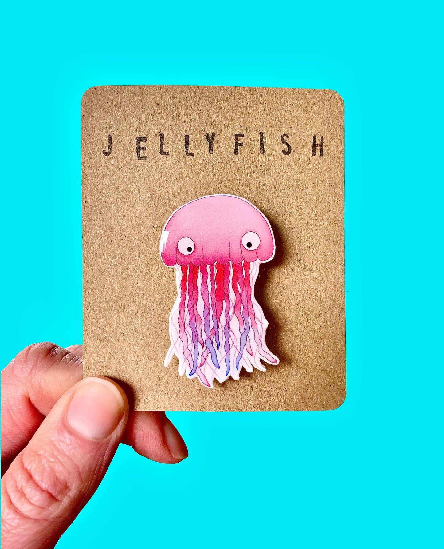 RatBeanCat - Little pink jellyfish badge 