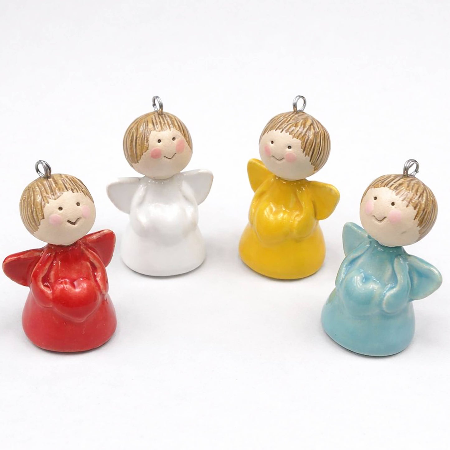 Hanging Mini Ceramic Heart Angels Handmade Decor
