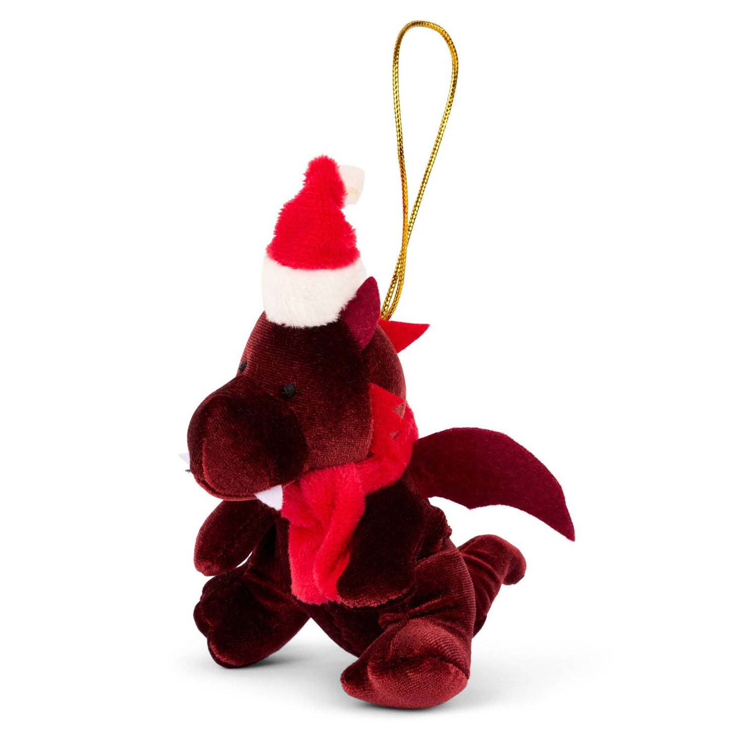 Red Dragon Christmas Decoration in Velvet with Santa hat